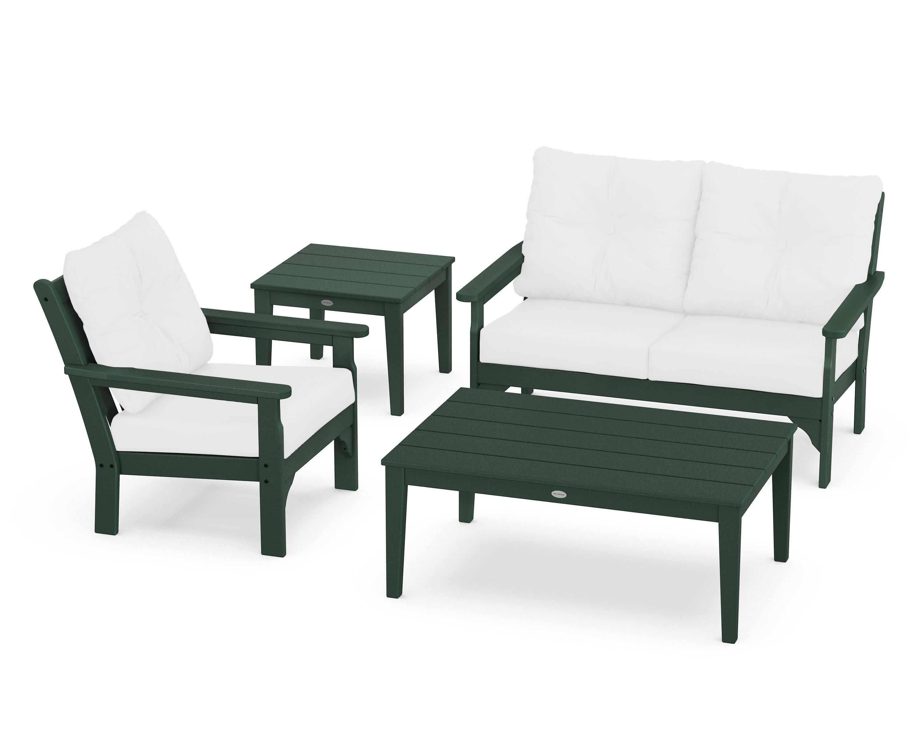 POLYWOOD® Vineyard 4-Piece Deep Seating Set in Green / Natural