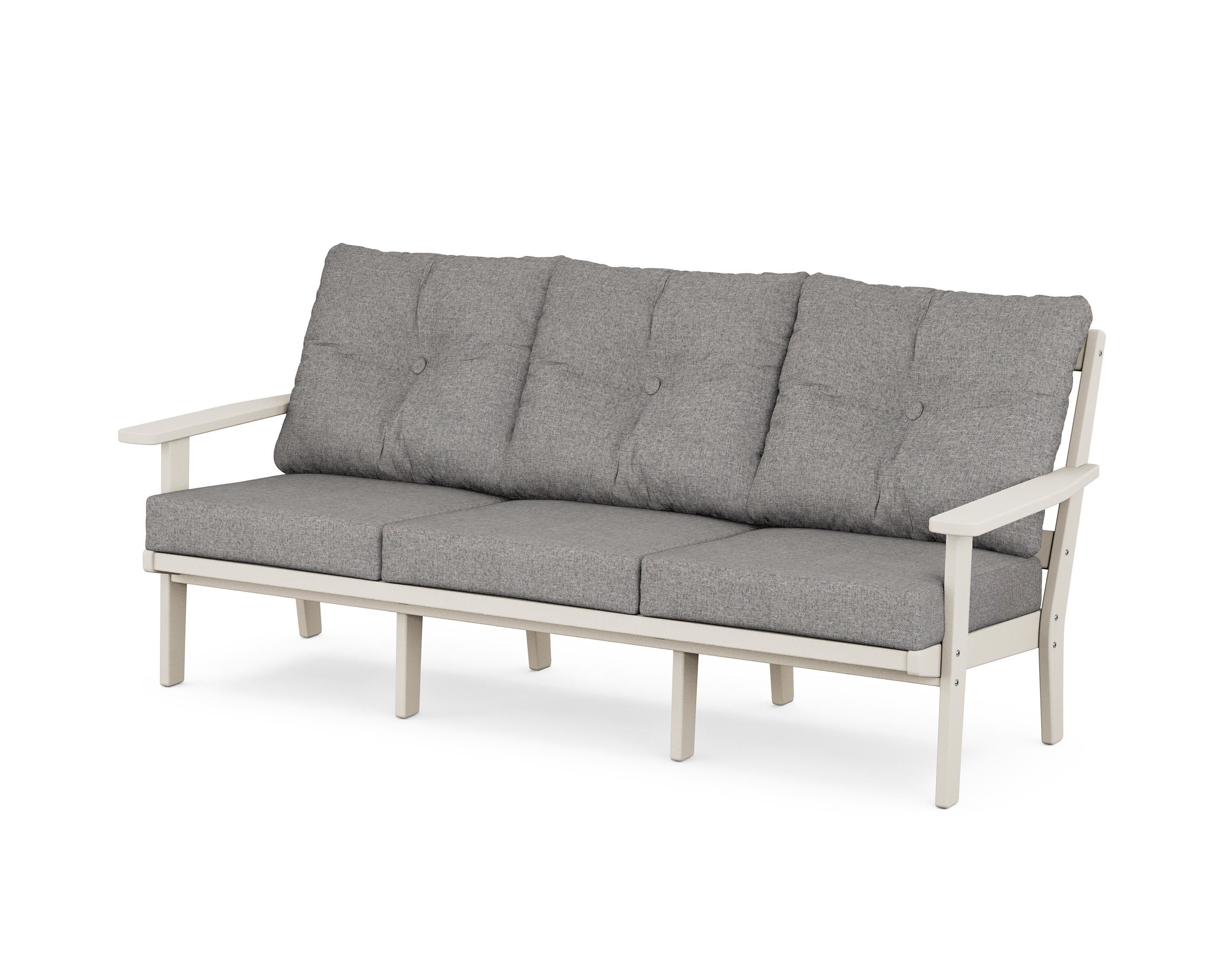 POLYWOOD® Oxford Deep Seating Sofa in Sand / Grey Mist