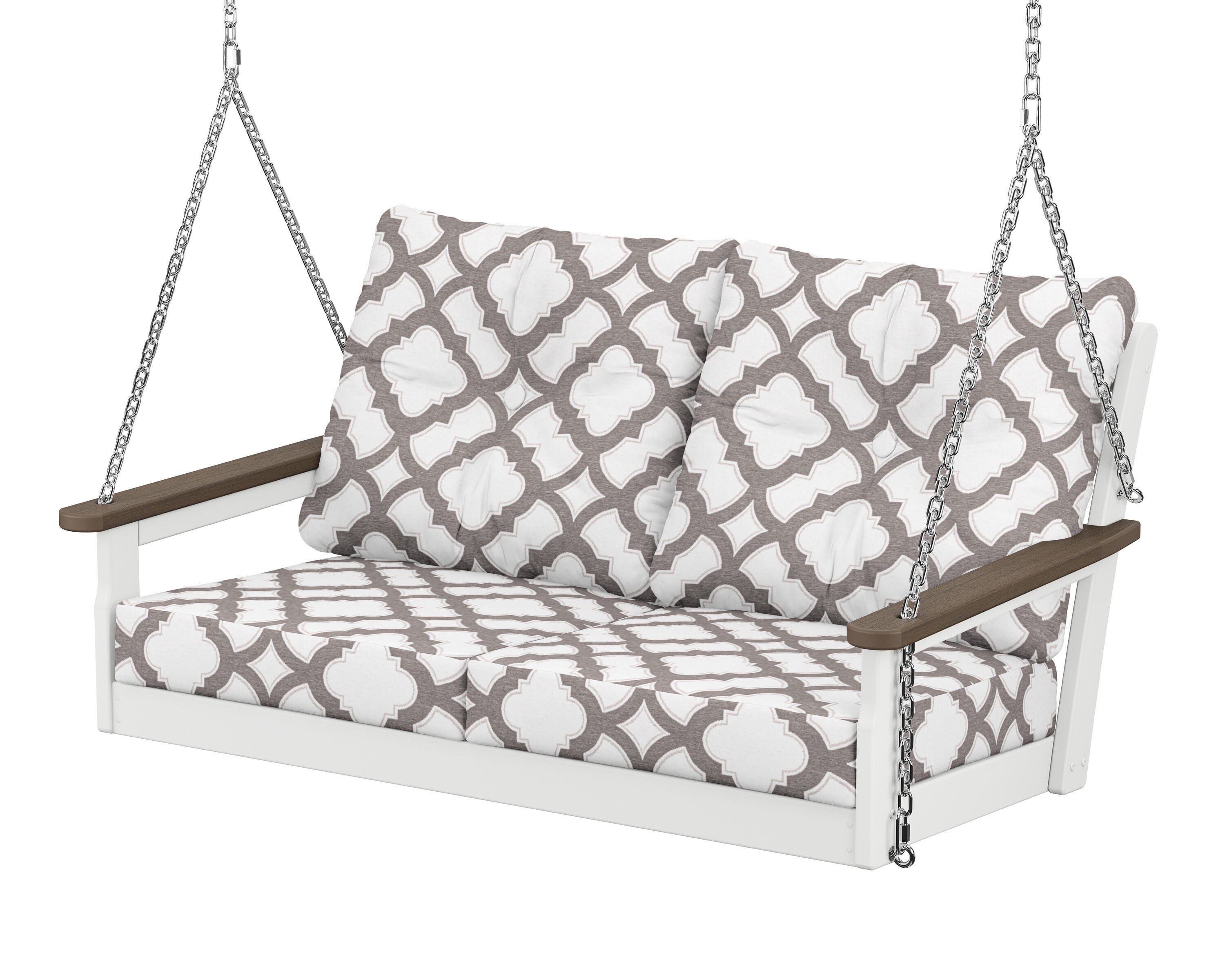 POLYWOOD® Vineyard Deep Seating Swing in White / Kona / Trellis Grey Mist