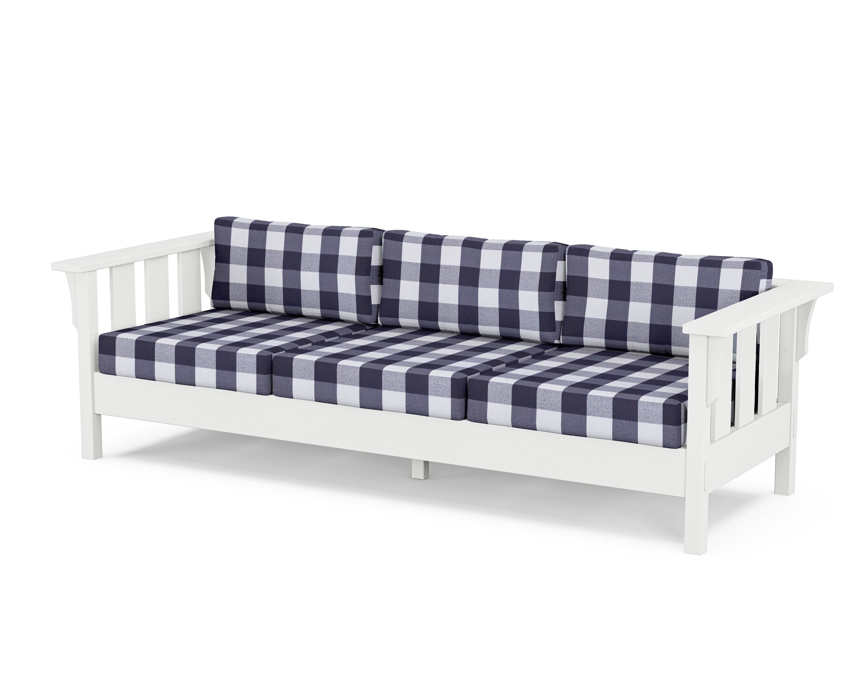 Martha Stewart by POLYWOOD® Acadia Deep Seating Sofa in White / Buffalo Plaid Navy