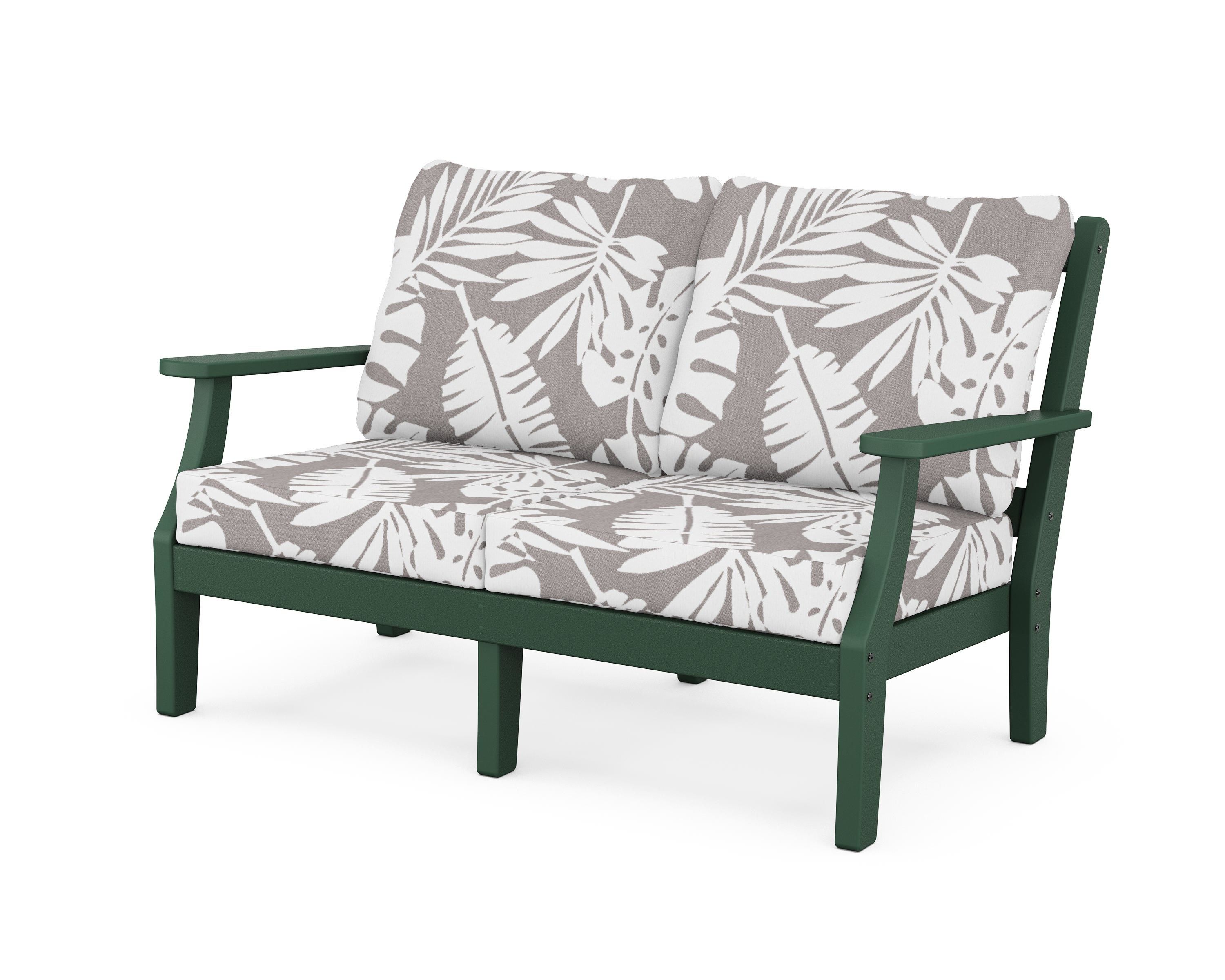 Martha Stewart by POLYWOOD® Chinoiserie Deep Seating Loveseat in Green / Leaf Grey Mist