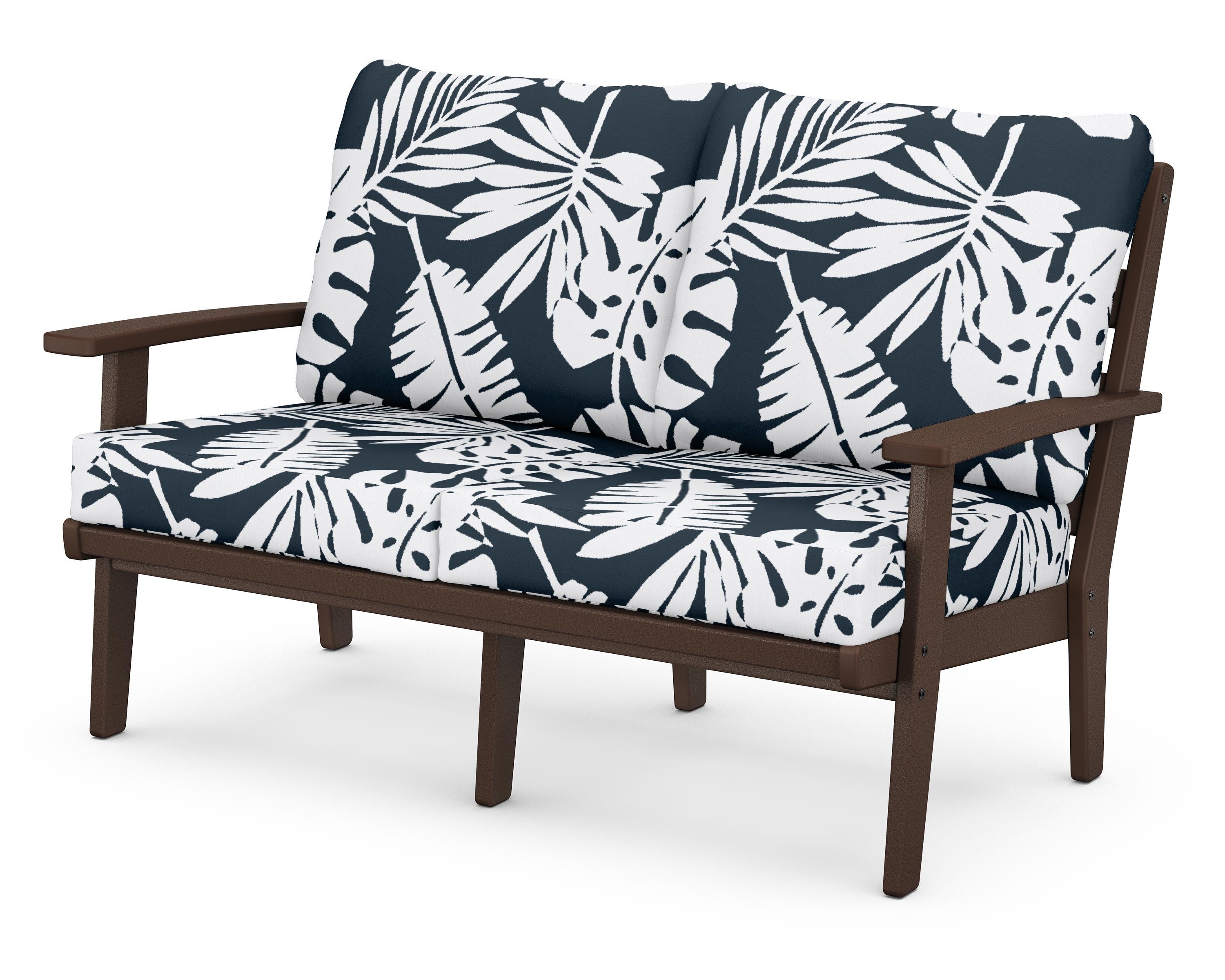 POLYWOOD® Grant Park Deep Seating Loveseat in Mahogany / Leaf Marine Indigo