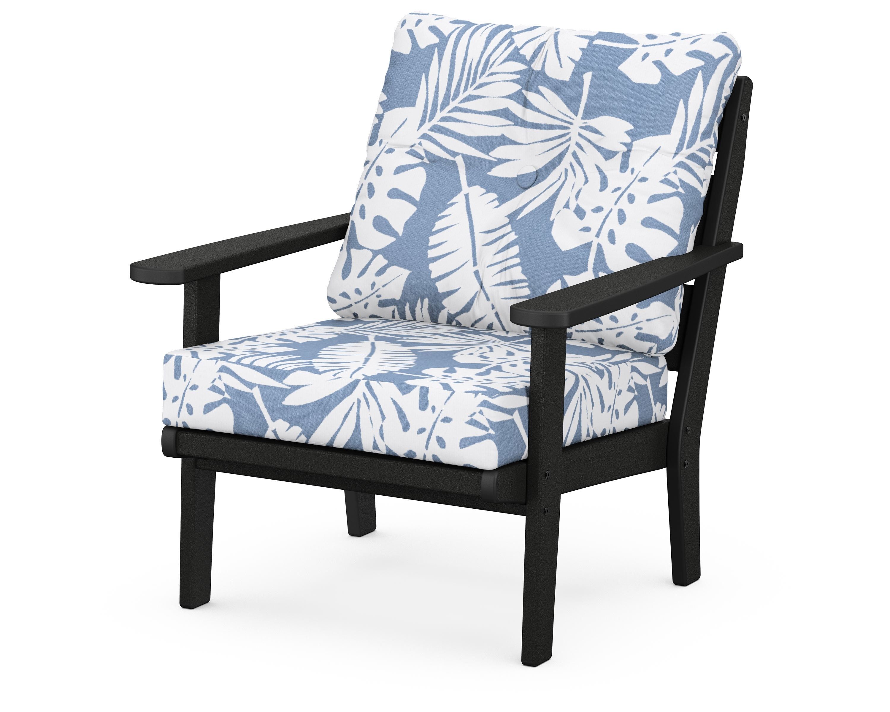POLYWOOD® Lakeside Deep Seating Chair in Black / Leaf Sky Blue