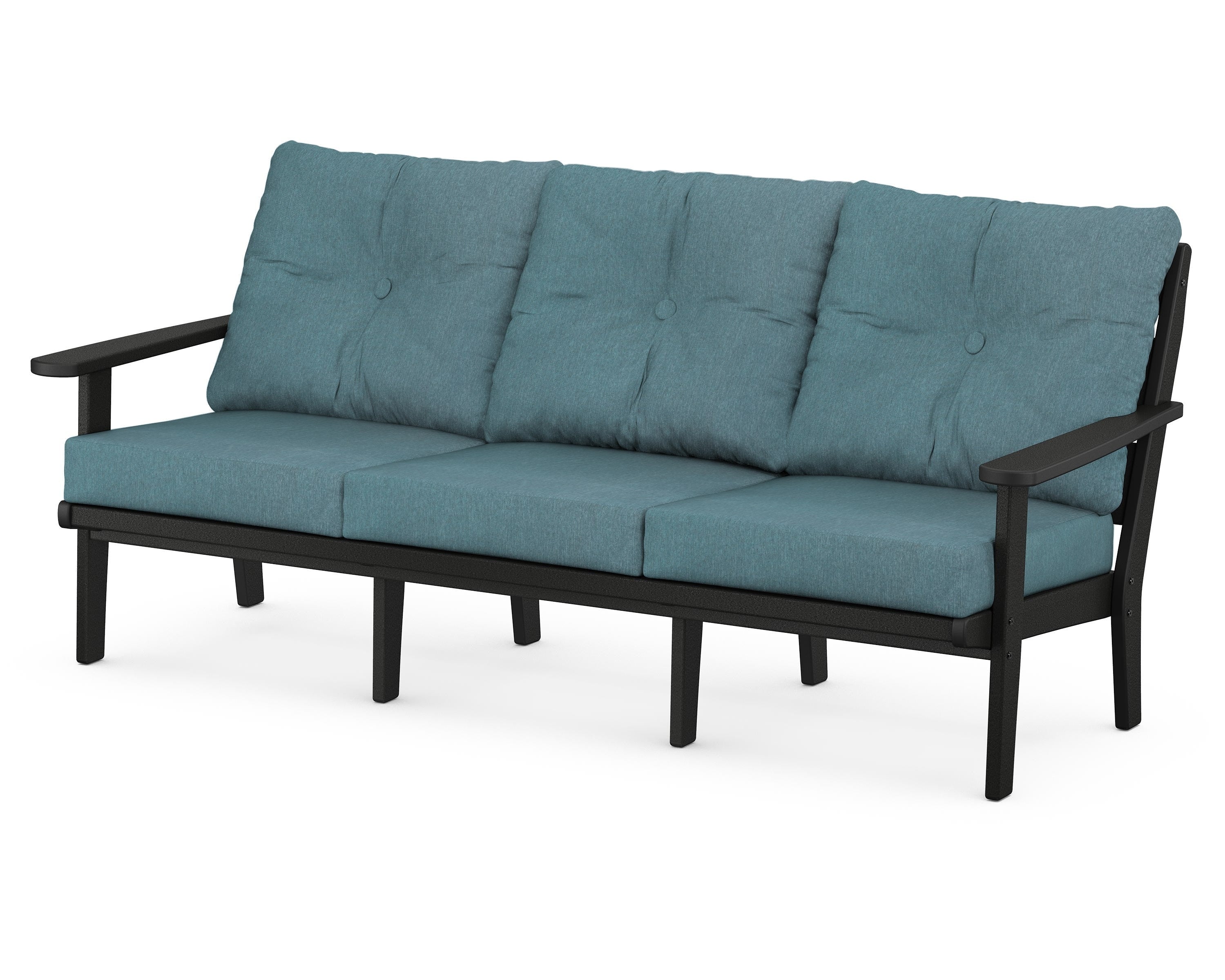 POLYWOOD® Lakeside Deep Seating Sofa in Black / Ocean Teal