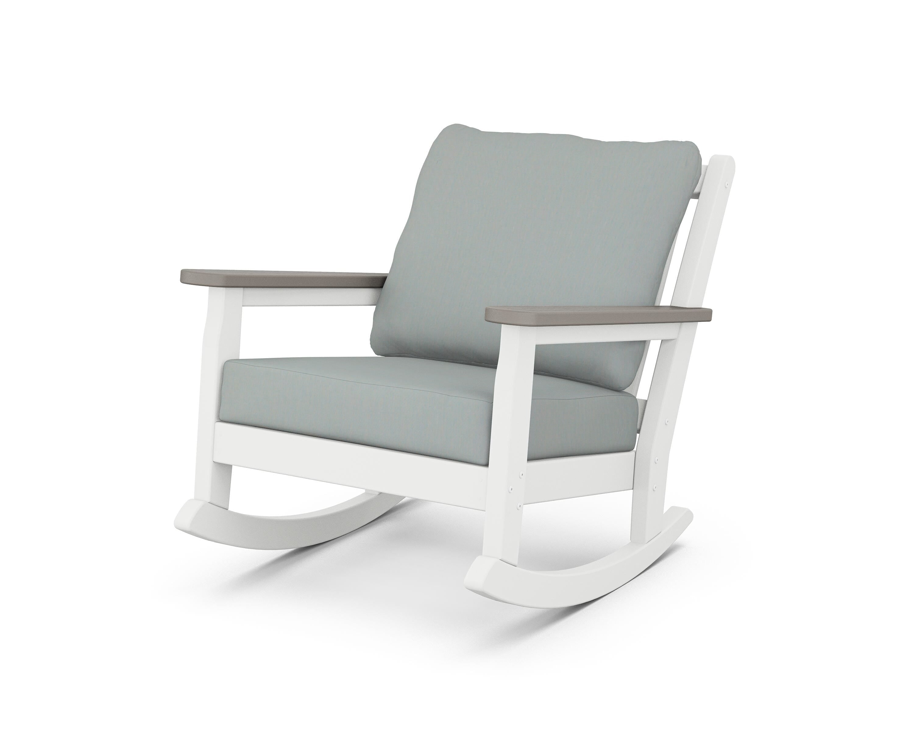 POLYWOOD® Chippendale Deep Seating Rocking Chair in White / Driftwood / Spa