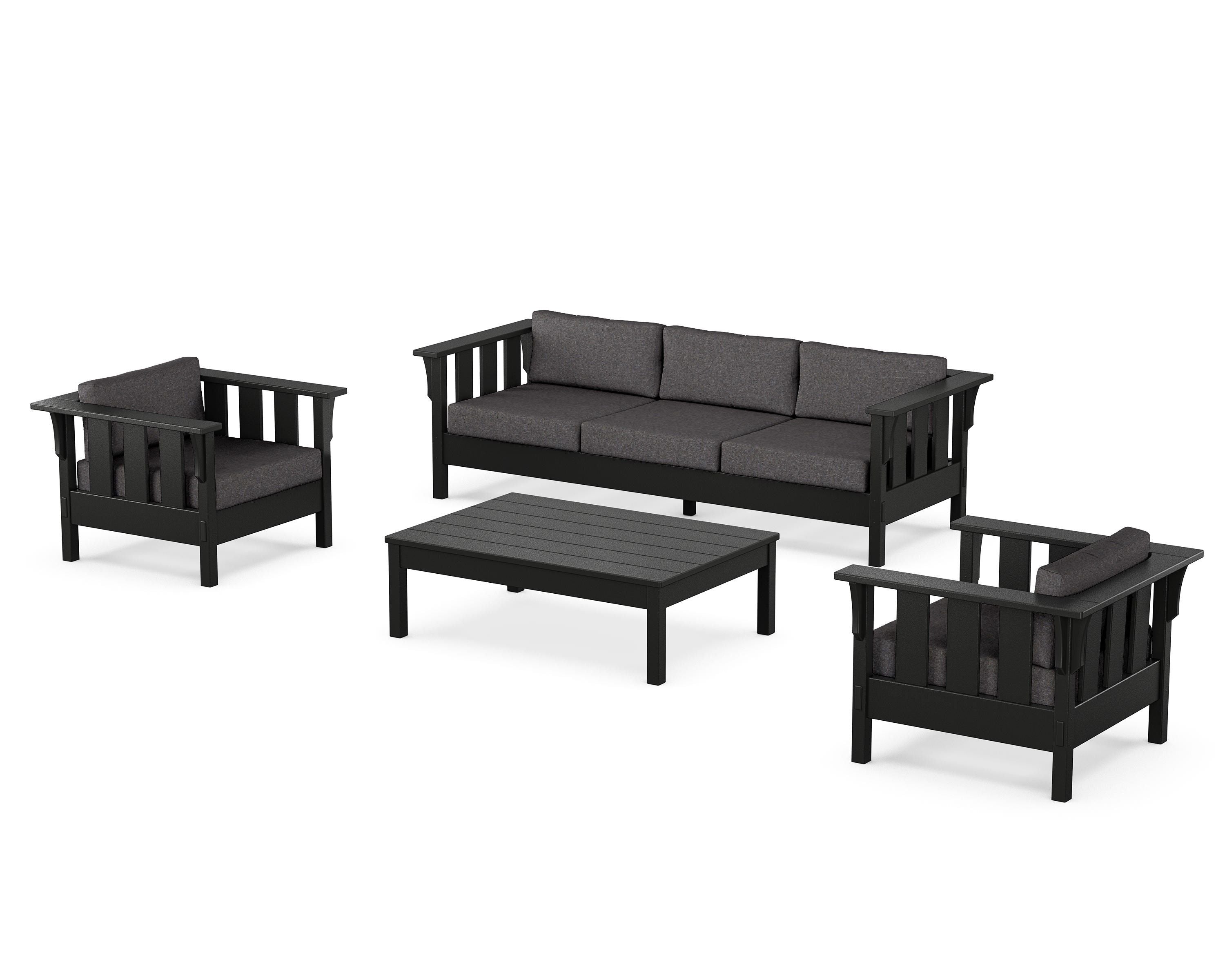 Martha Stewart by POLYWOOD® Acadia 4-Piece Deep Seating Set with Sofa in Black / Ash Charcoal