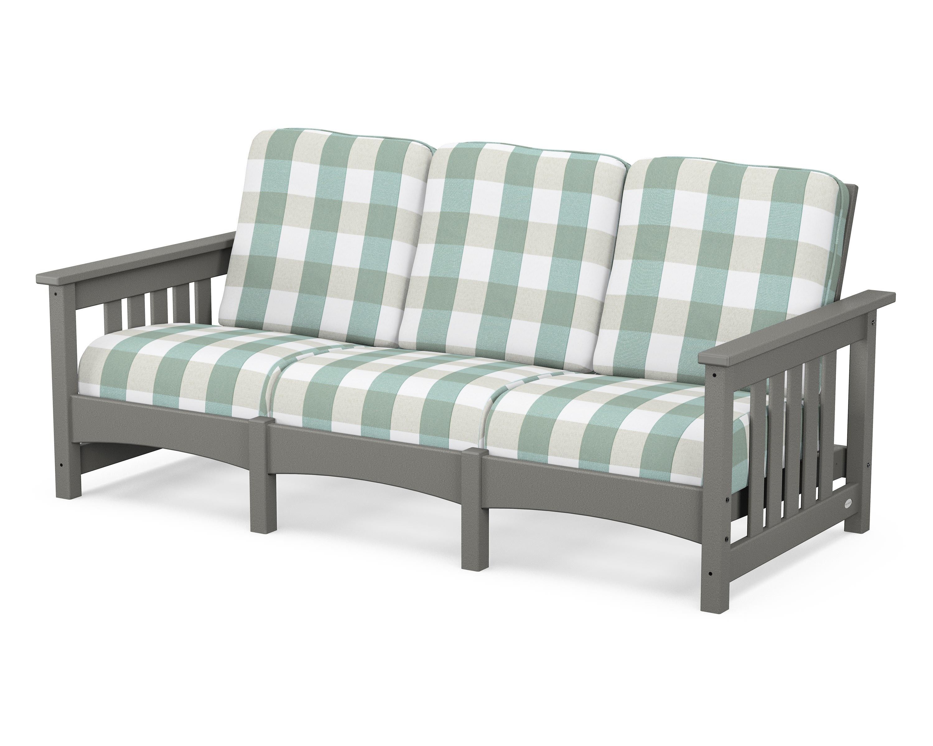 POLYWOOD® Club Mission Sofa in Slate Grey / Buffalo Plaid Glacier Spa