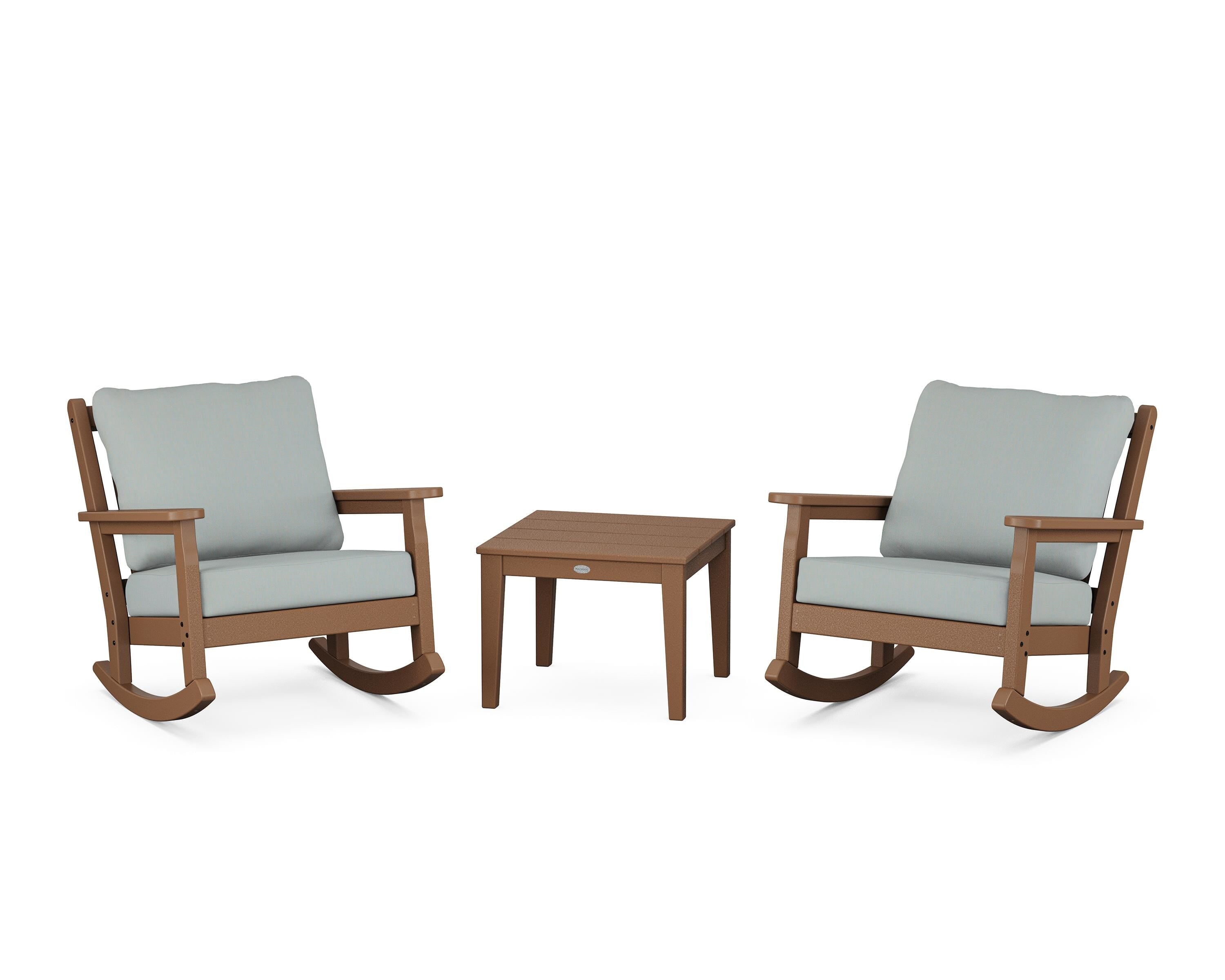 POLYWOOD® Chippendale 3-Piece Deep Seating Rocker Set in Teak / Spa