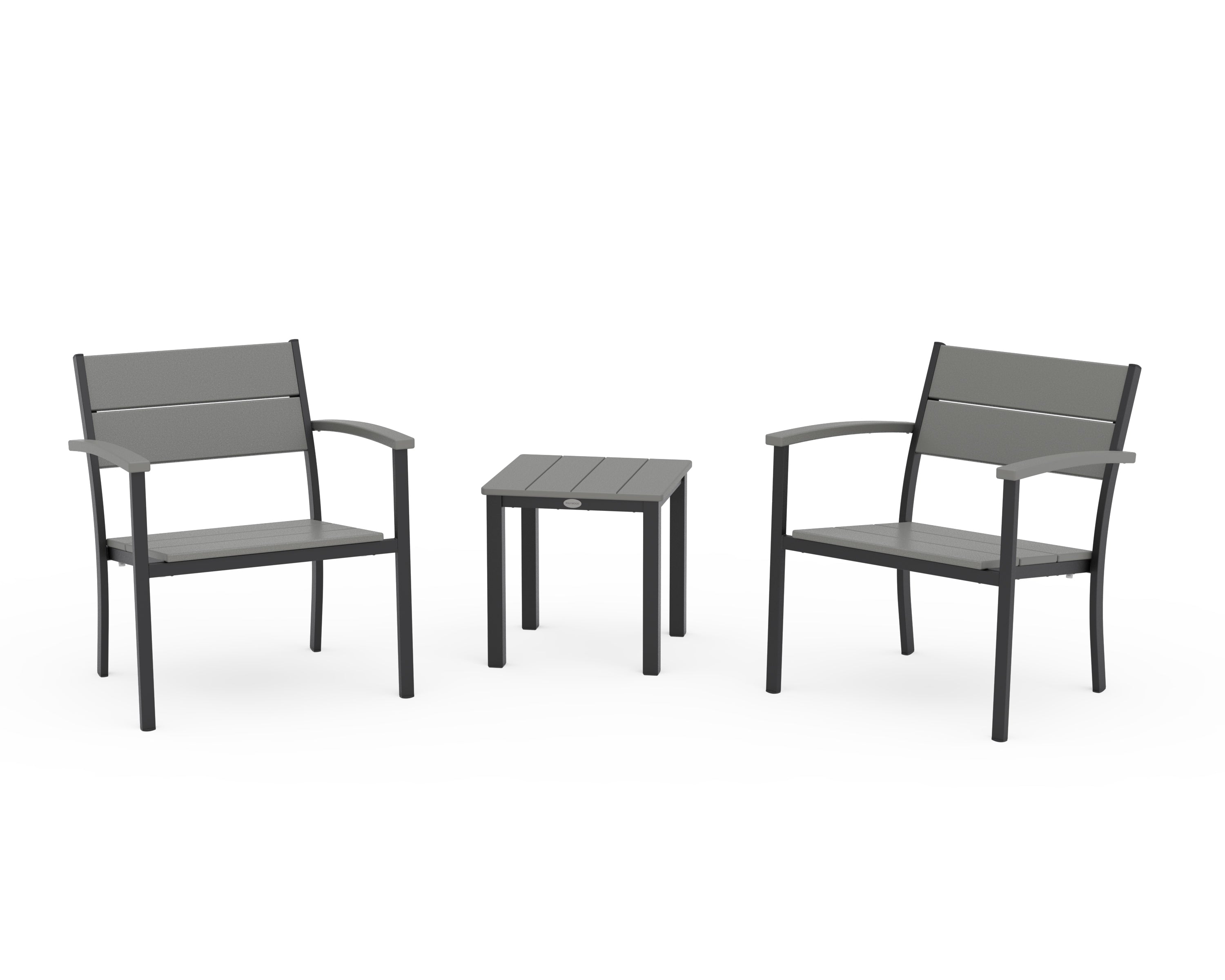 POLYWOOD® Main Street 3-Piece Lounge Chair Set in Black / Slate Grey
