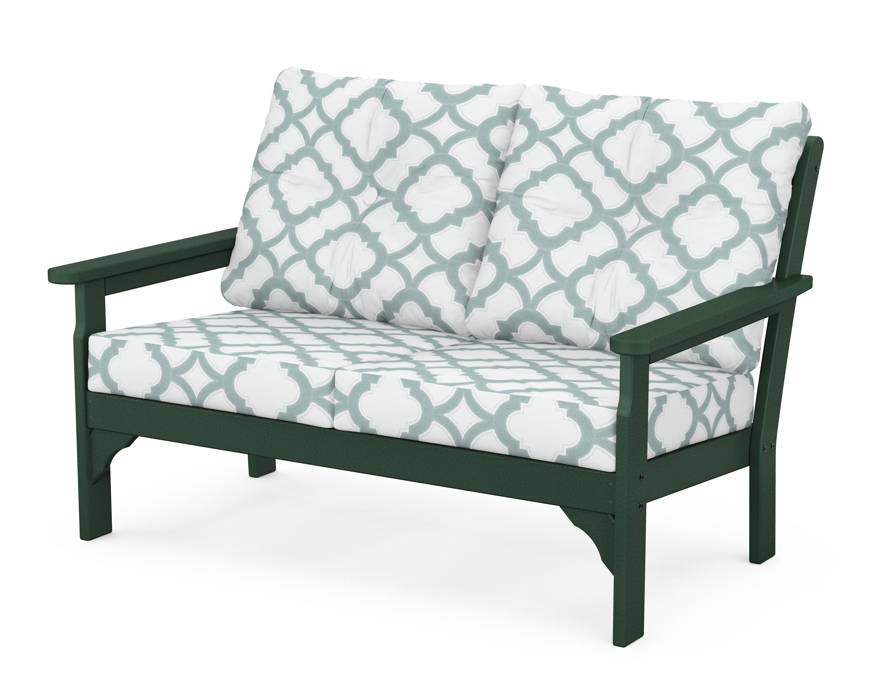 POLYWOOD® Vineyard Deep Seating Loveseat in Green / Trellis Glacier Spa