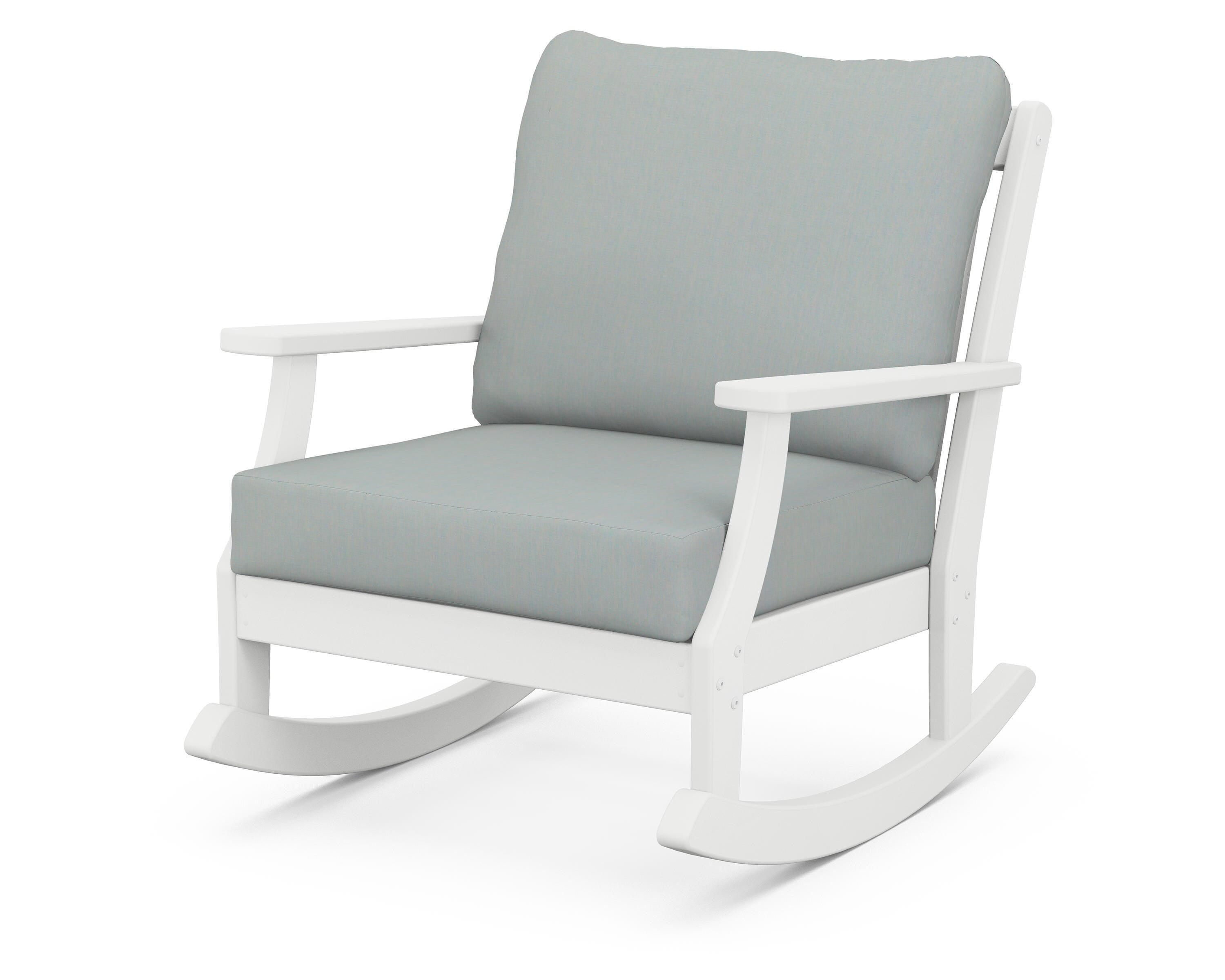 POLYWOOD® Braxton Deep Seating Rocking Chair in White / Spa