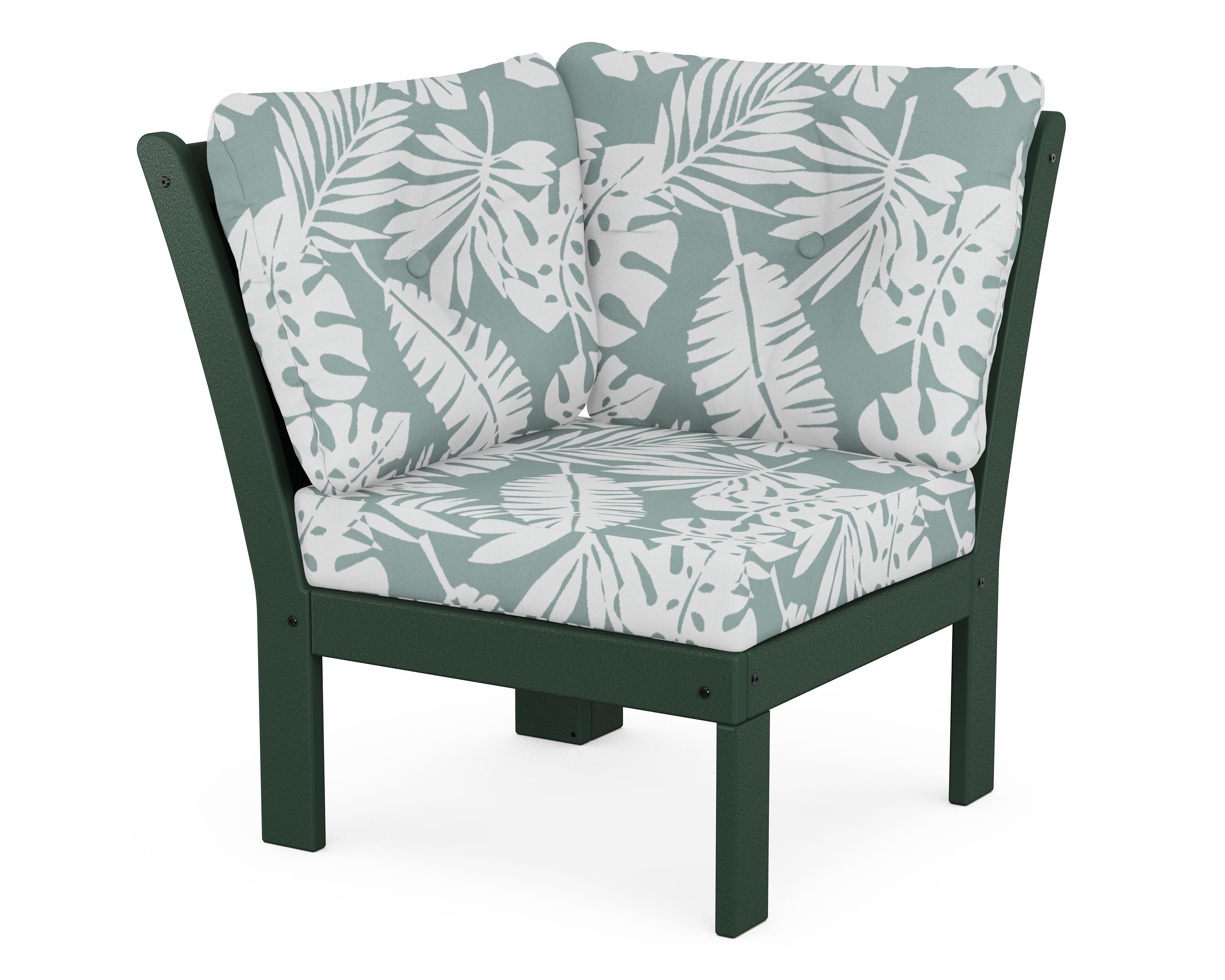 POLYWOOD® Vineyard Modular Corner Chair in Green / Leaf Glacier Spa