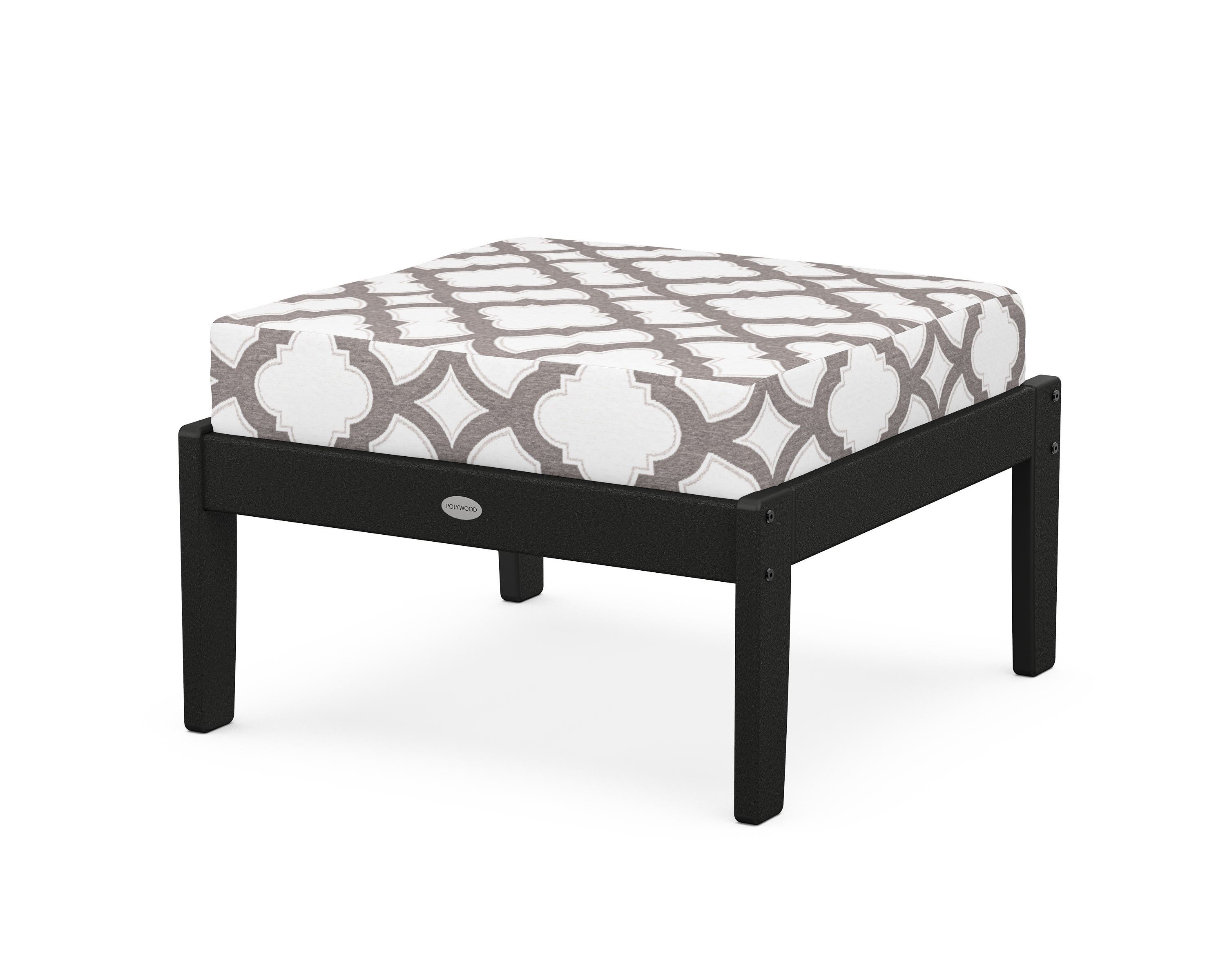 POLYWOOD® Braxton Deep Seating Ottoman in Black / Trellis Grey Mist