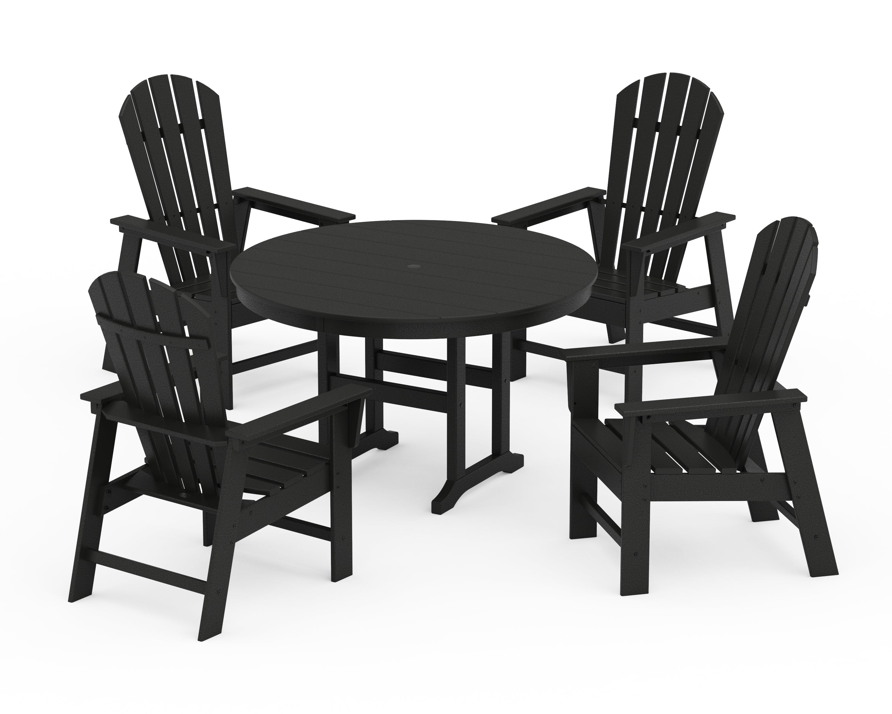 POLYWOOD® South Beach 5-Piece Round Farmhouse Dining Set in Black