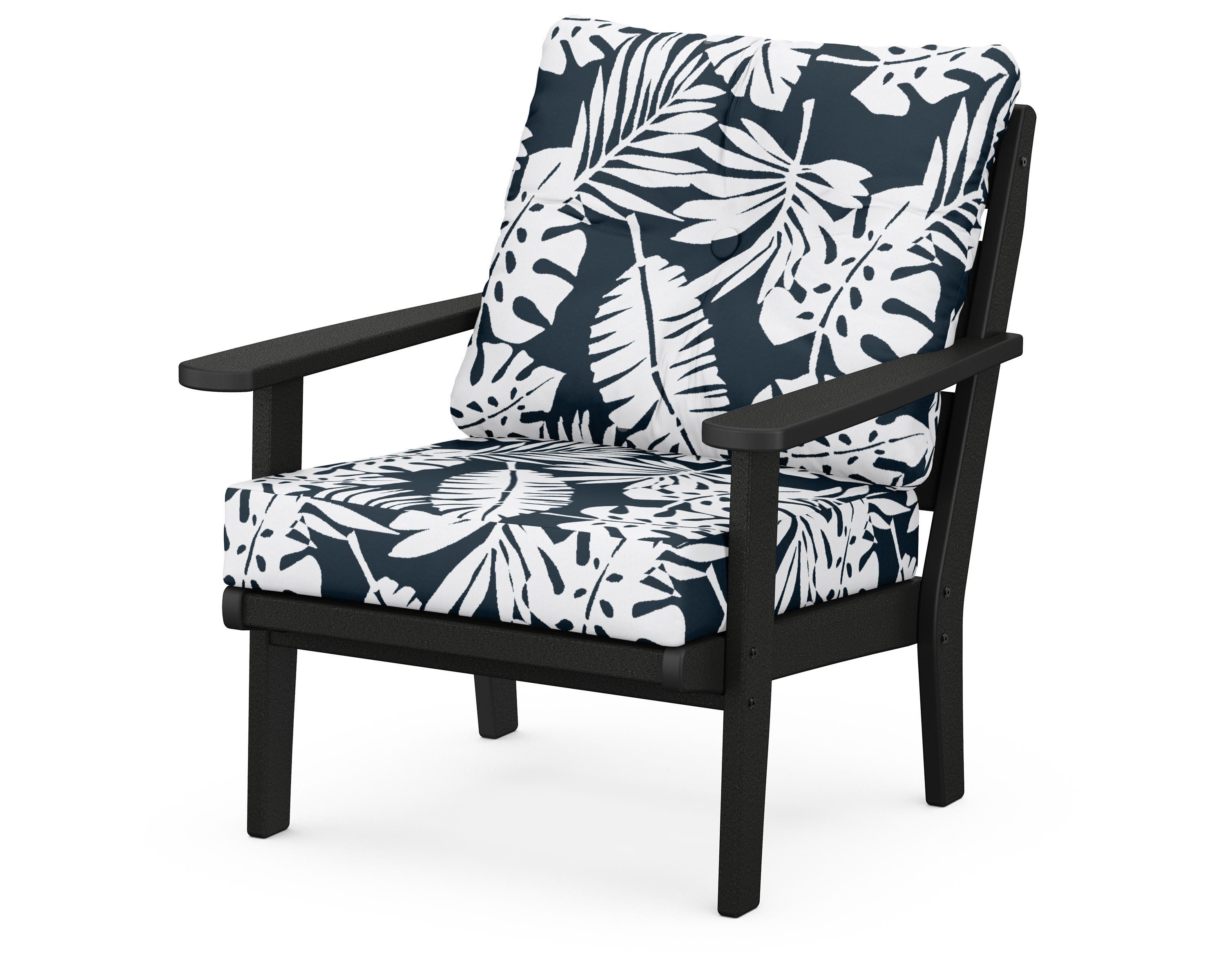 POLYWOOD® Lakeside Deep Seating Chair in Black / Leaf Marine Indigo