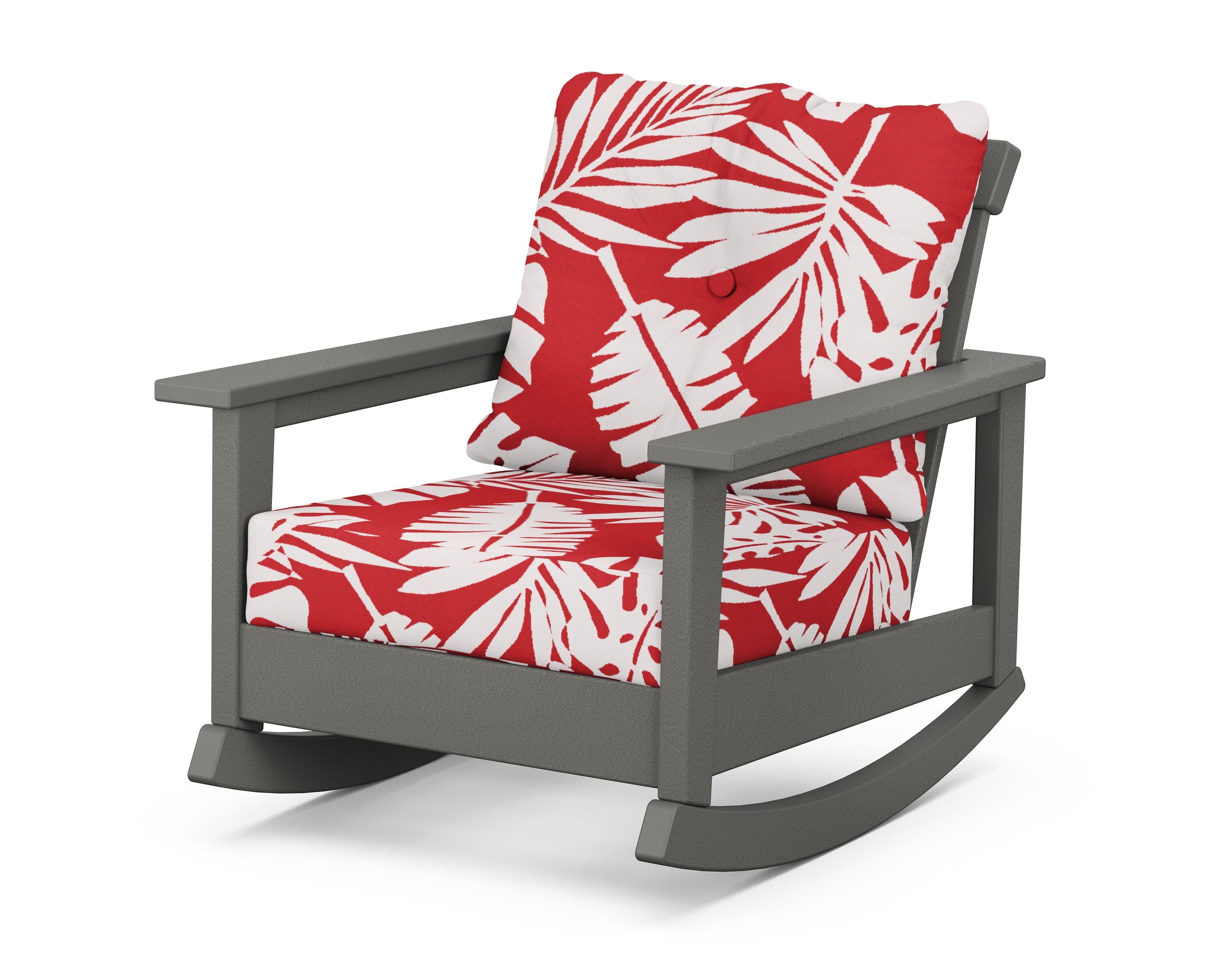 POLYWOOD® Prescott Deep Seating Rocking Chair in Slate Grey / Leaf Crimson