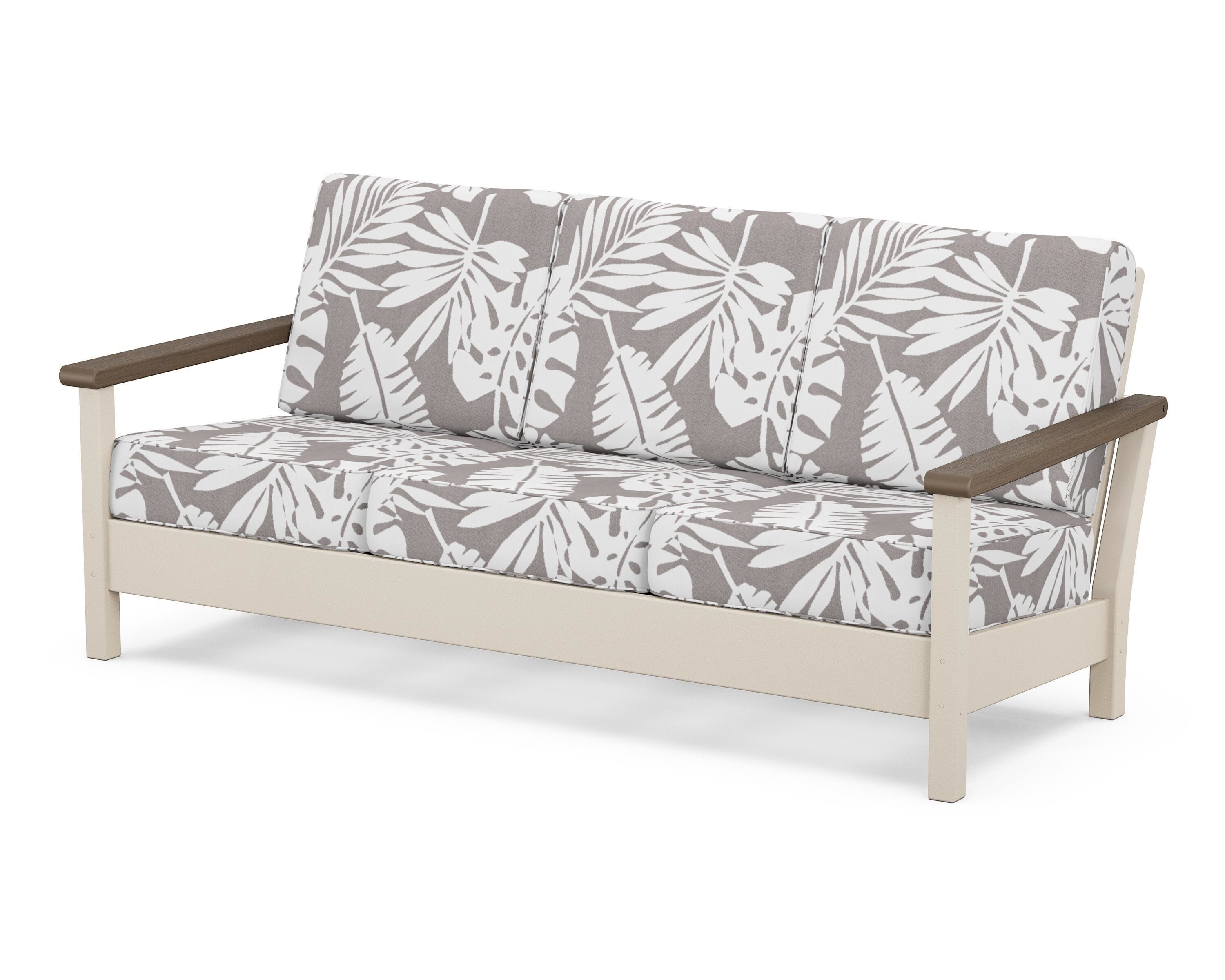 POLYWOOD® Harbour Deep Seating Sofa in Sand / Kona / Leaf Grey Mist