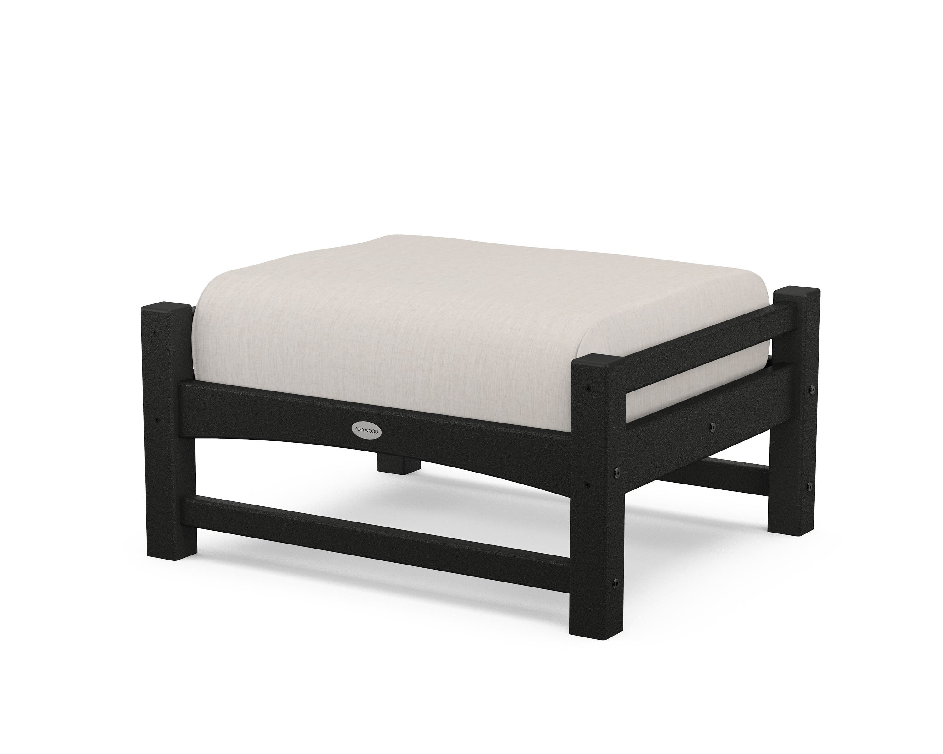 POLYWOOD® Club Ottoman in Black / Cast Ash