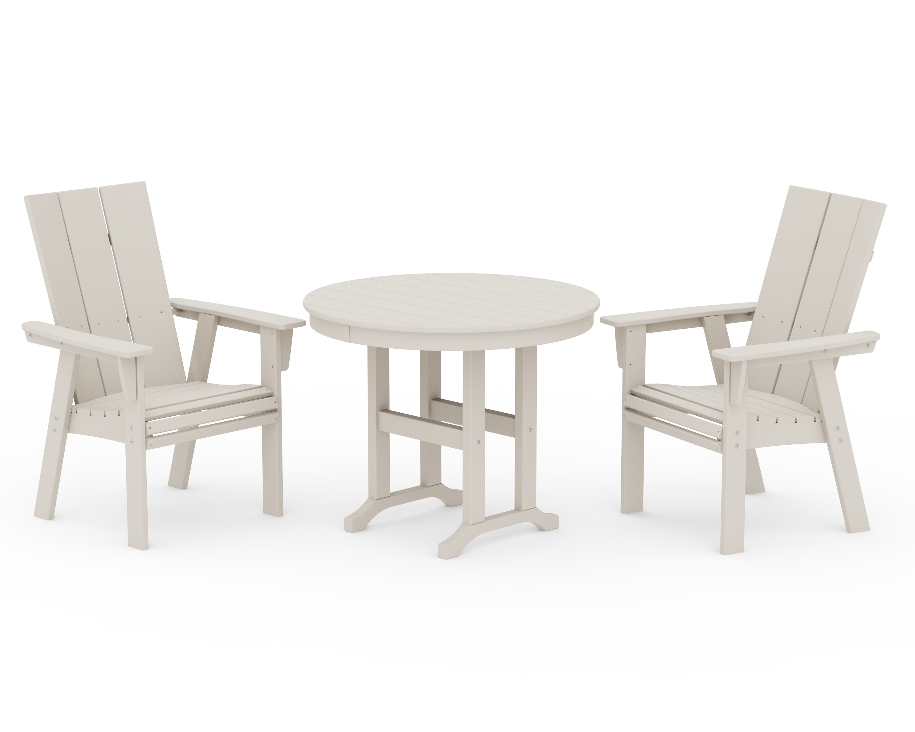 POLYWOOD® Modern Adirondack 3-Piece Round Dining Set in Sand
