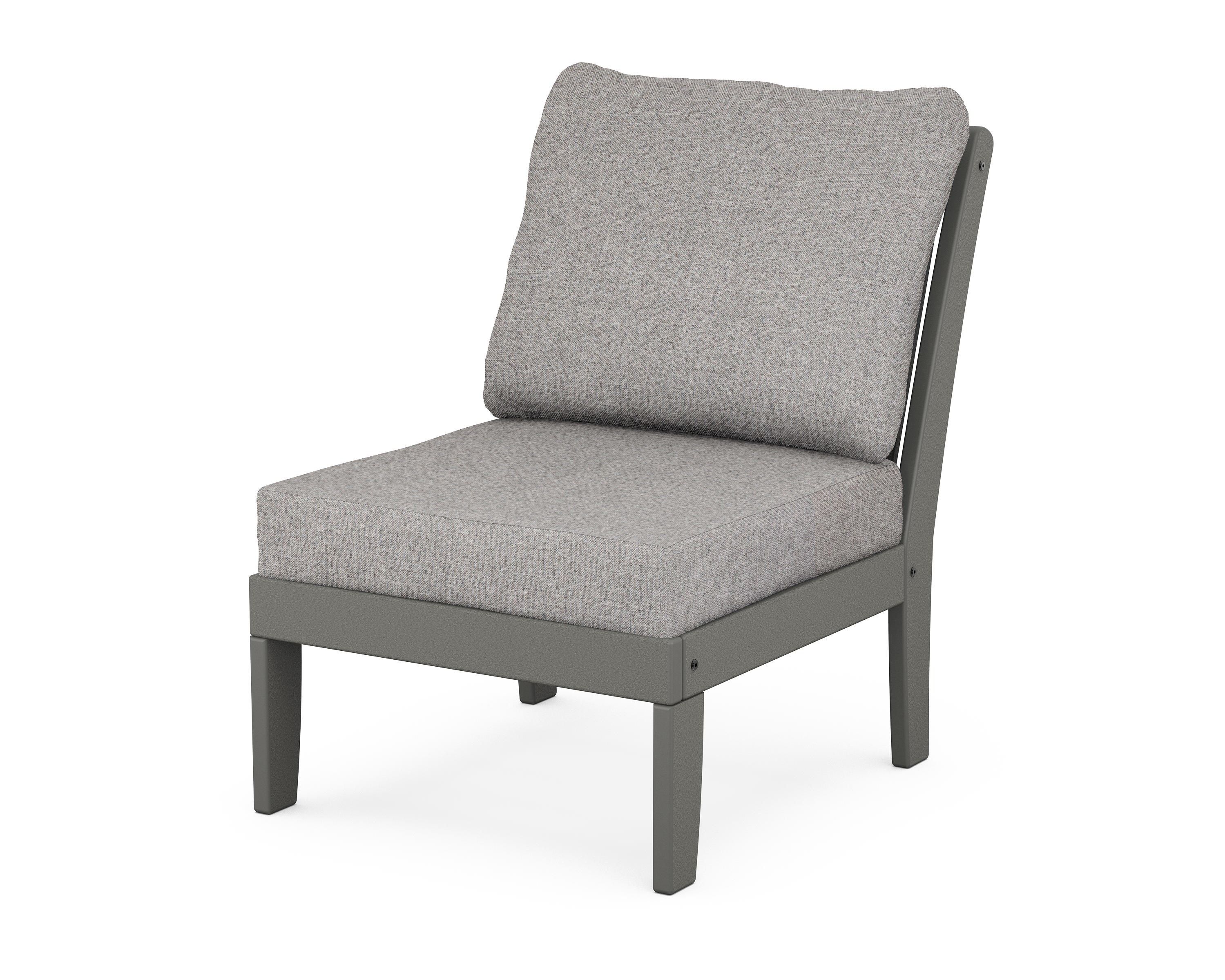 POLYWOOD® Braxton Modular Armless Chair in Slate Grey / Grey Mist