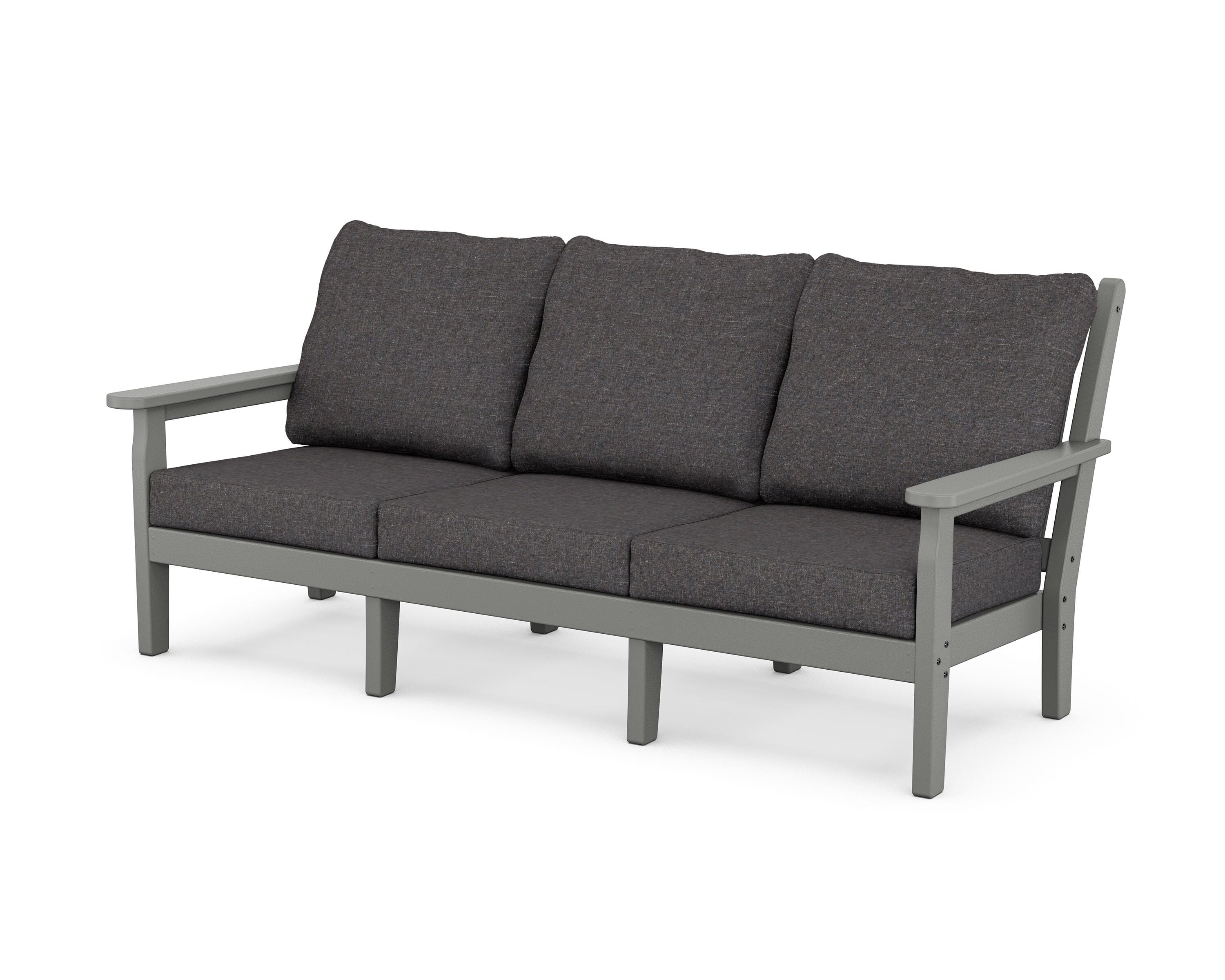 POLYWOOD® Chippendale Deep Seating Sofa in Slate Grey / Ash Charcoal