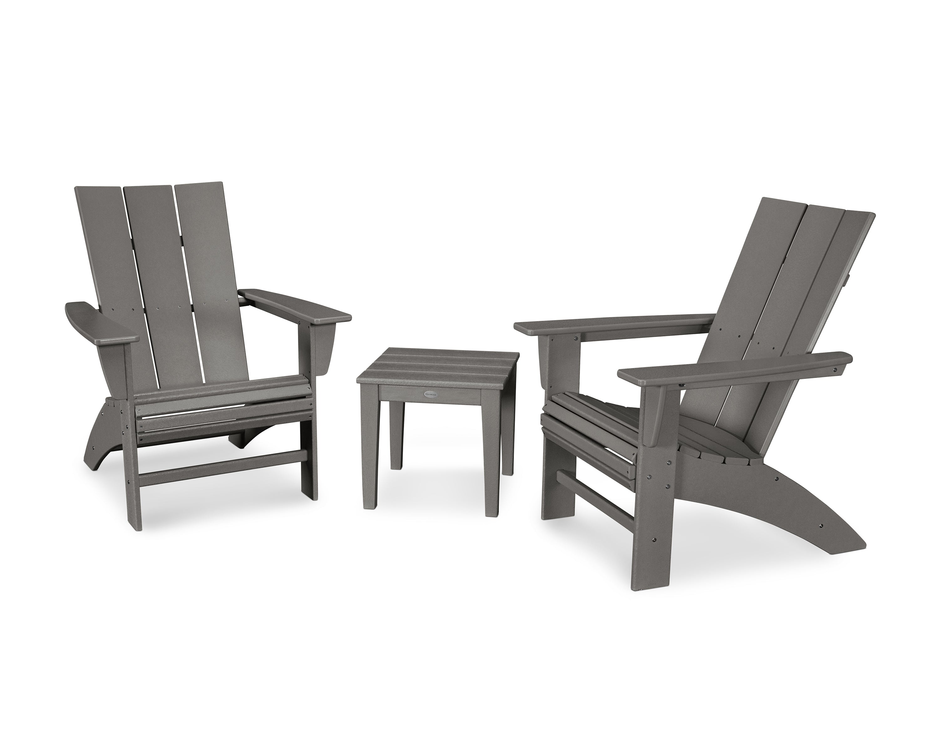 POLYWOOD® Modern 3-Piece Curveback Adirondack Set in Slate Grey