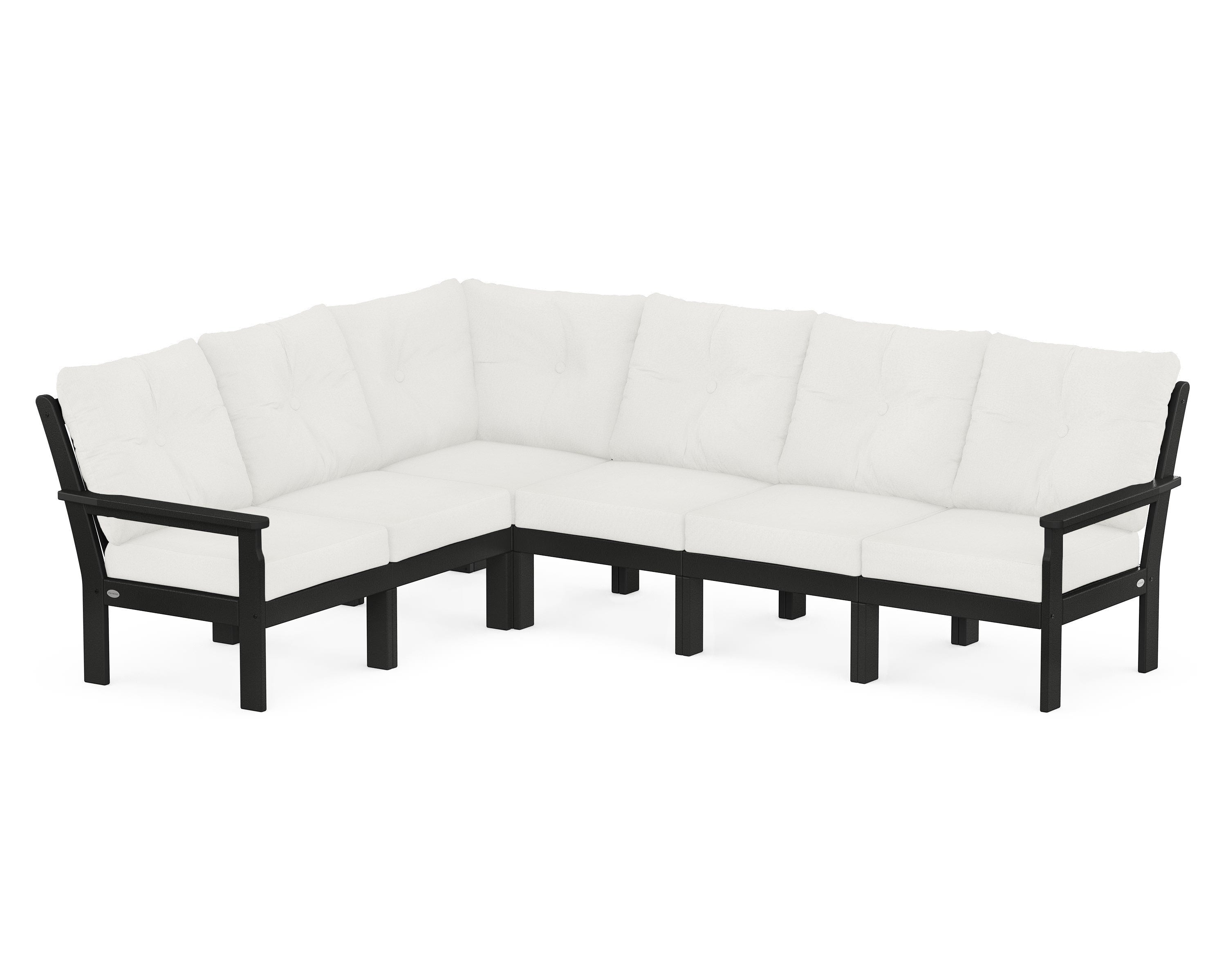 POLYWOOD® Vineyard 6-Piece Sectional in Black / Natural Linen