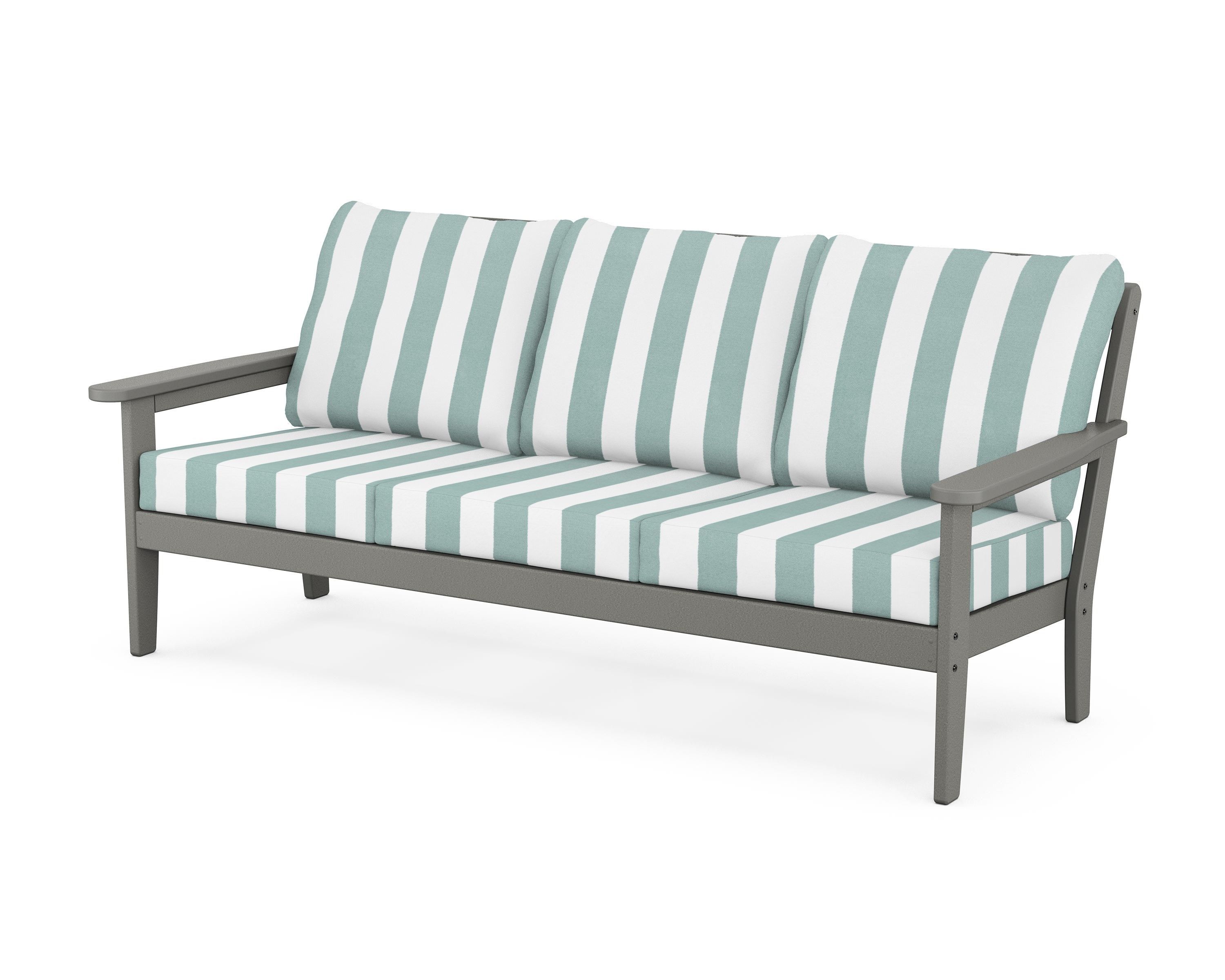 Country Living Cottage Deep Seating Sofa in Slate Grey / Cabana Stripe Glacier Spa