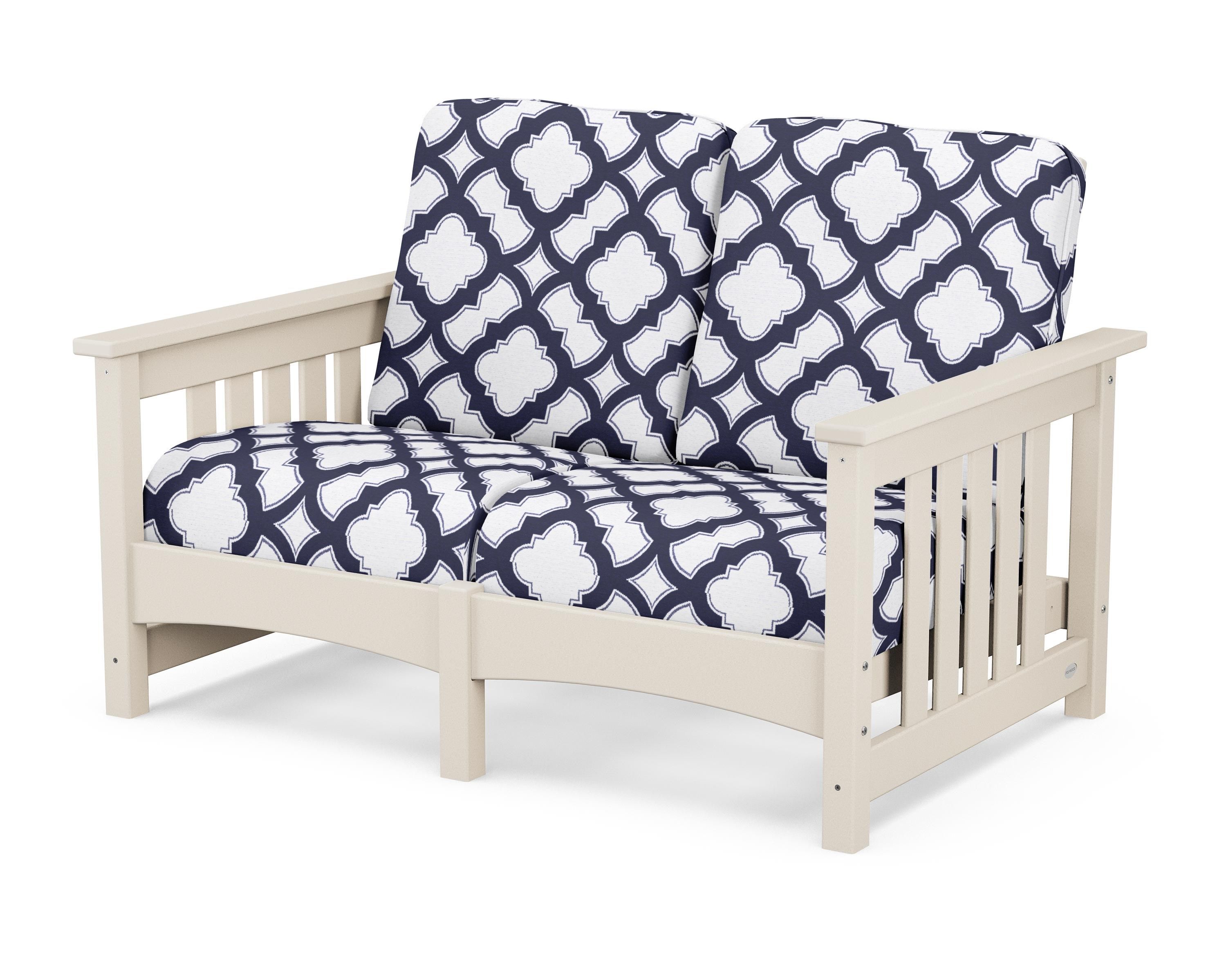 POLYWOOD® Club Mission Loveseat in Sand / Trellis Navy