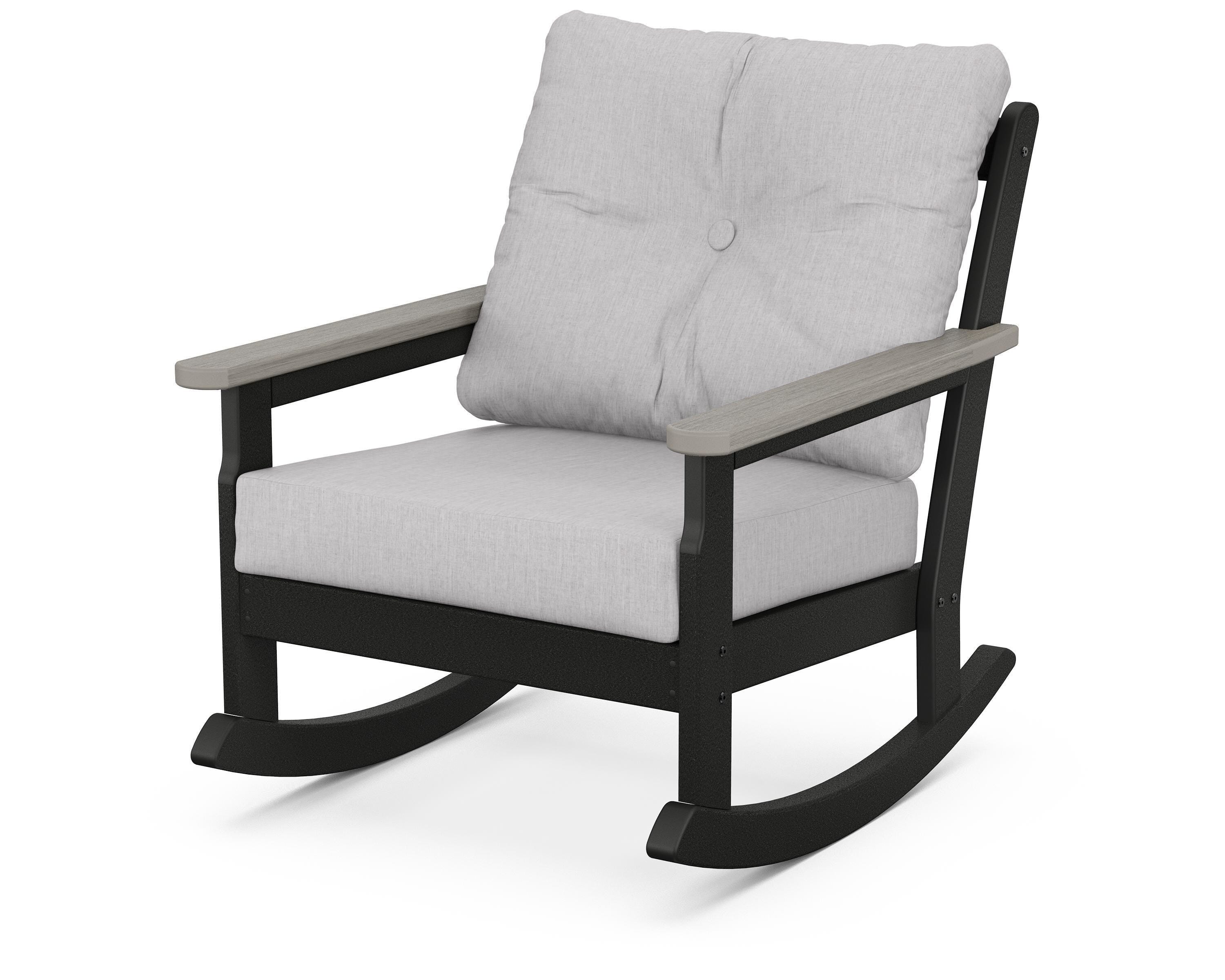 POLYWOOD® Vineyard Deep Seating Rocking Chair in Black / Driftwood / Granite