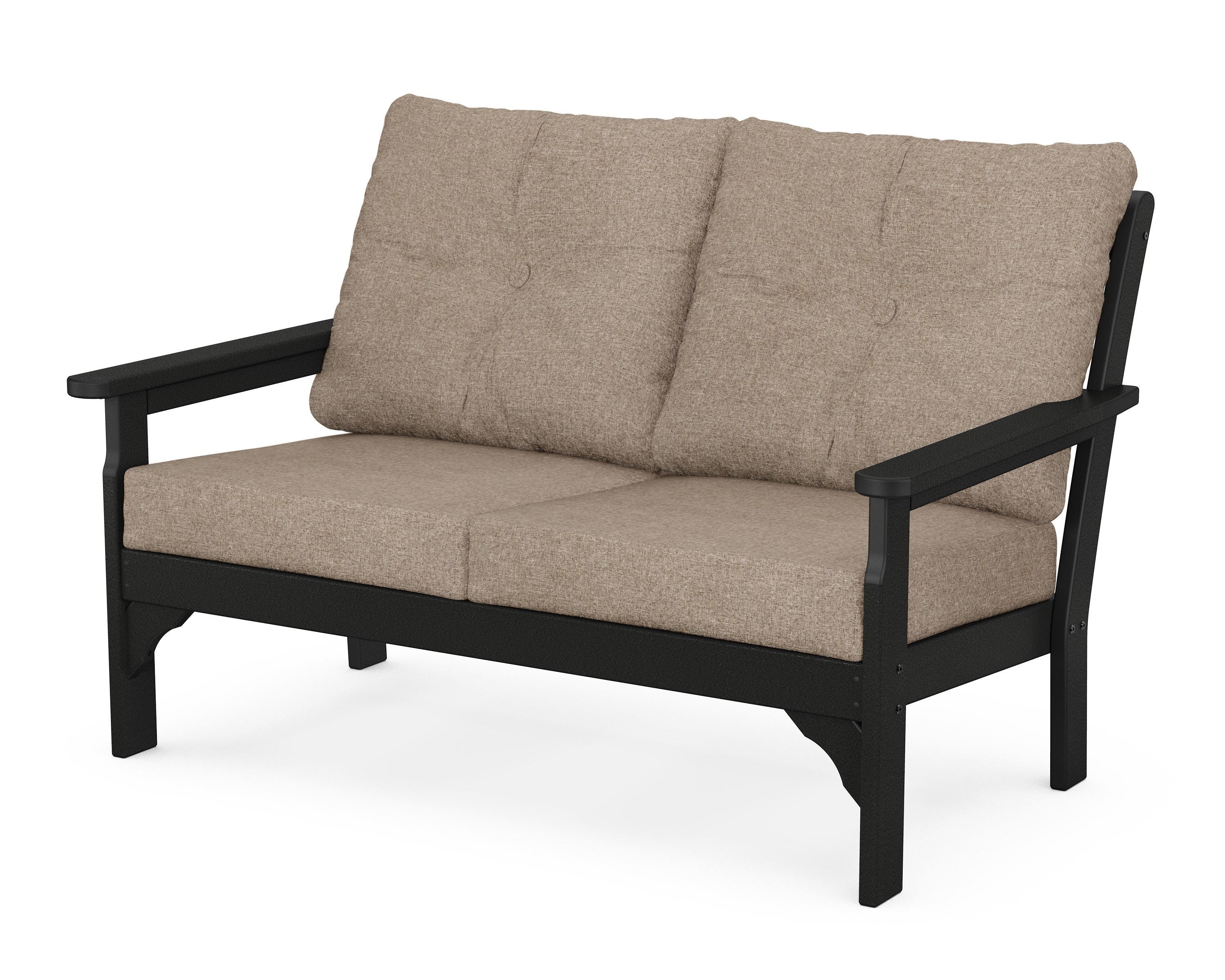 POLYWOOD® Vineyard Deep Seating Loveseat in Black / Spiced Burlap