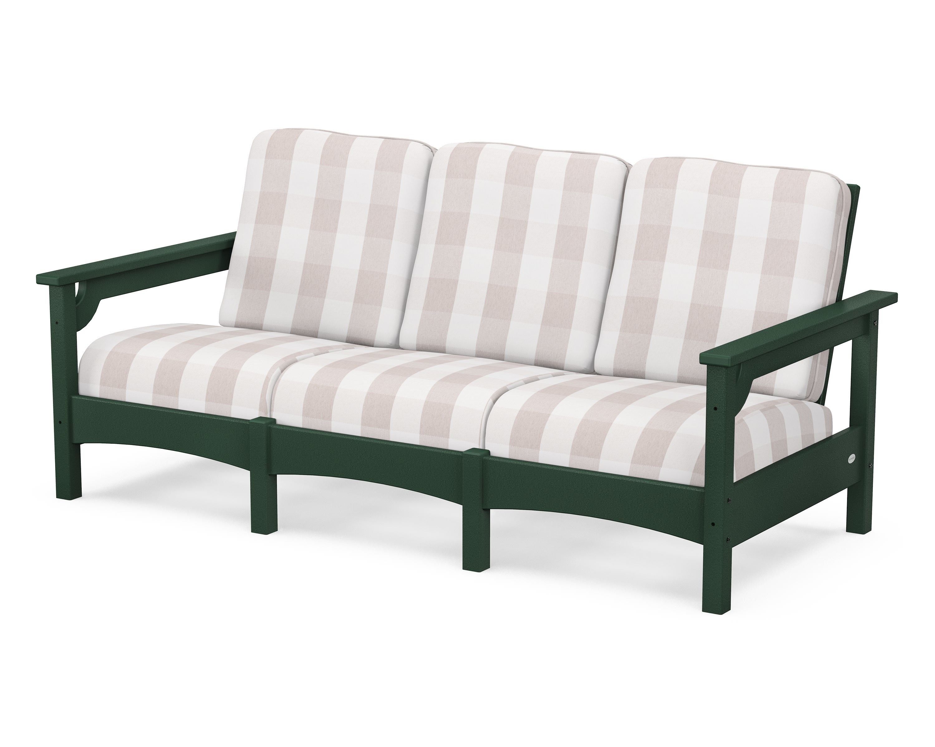 POLYWOOD® Club Sofa in Green / Buffalo Plaid Dune Burlap