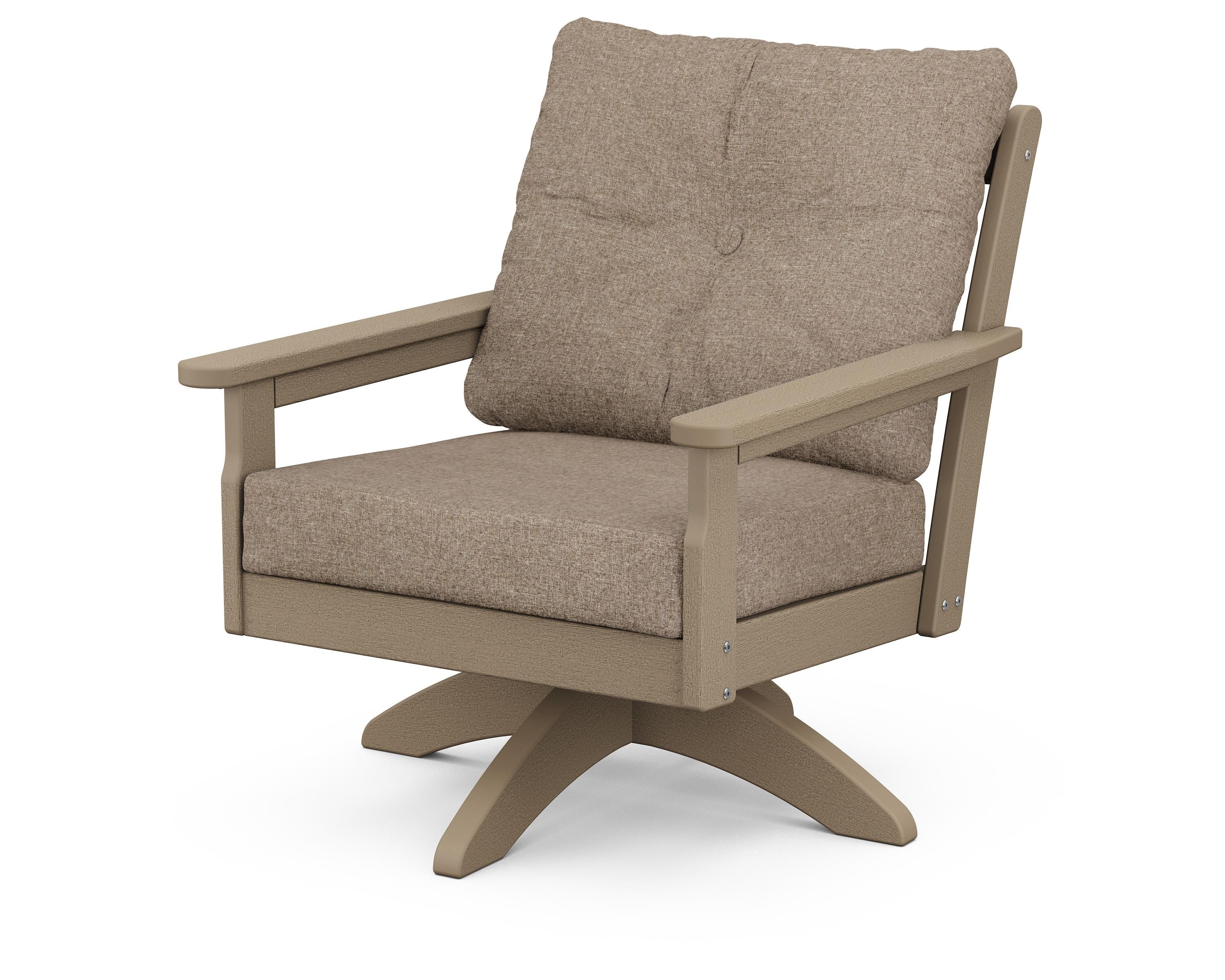 POLYWOOD® Vineyard Deep Seating Swivel Chair in Vintage Sahara / Spiced Burlap