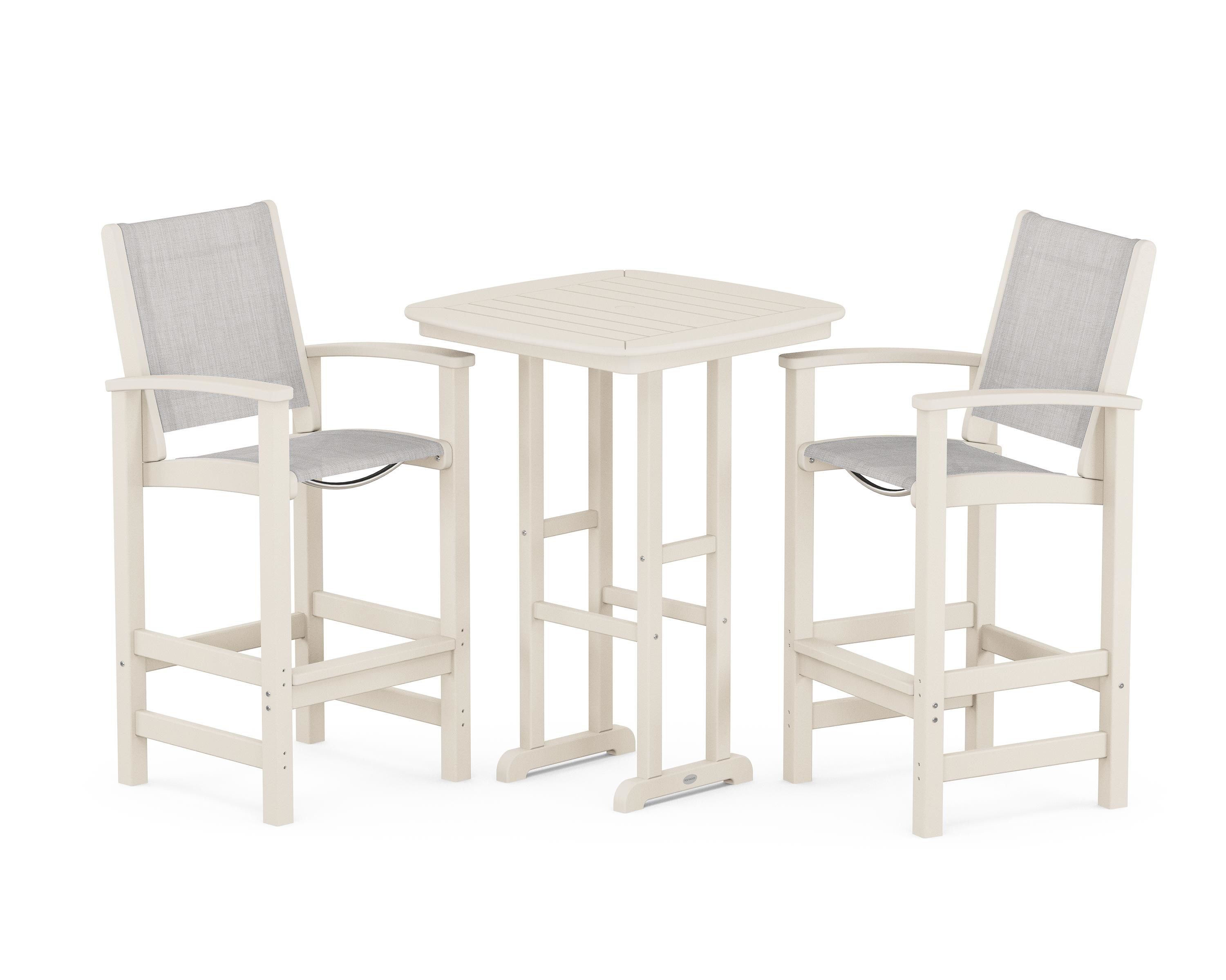 POLYWOOD® Coastal 3-Piece Bar Set in Sand / Parchment Sling