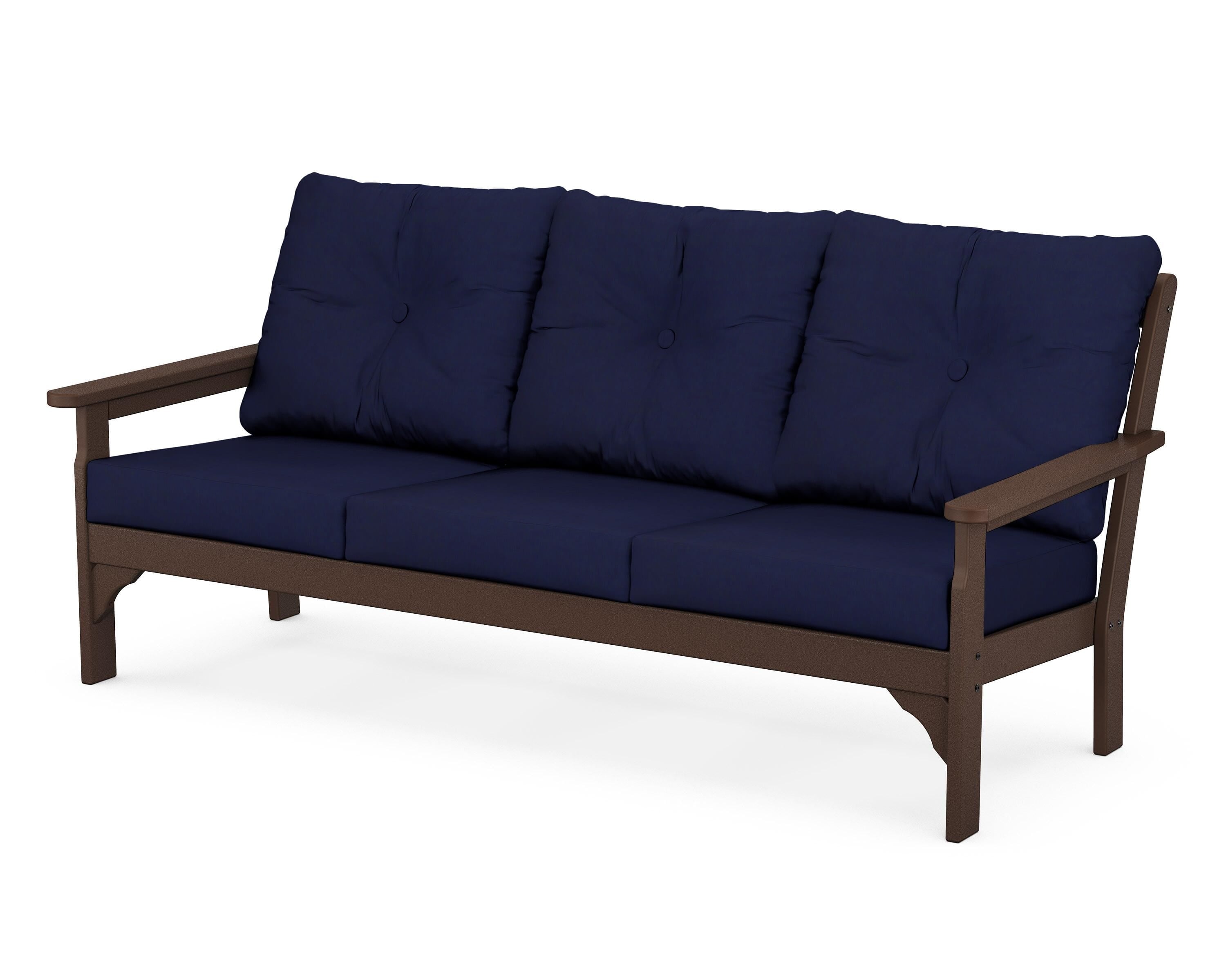 POLYWOOD® Vineyard Deep Seating Sofa in Mahogany / Navy