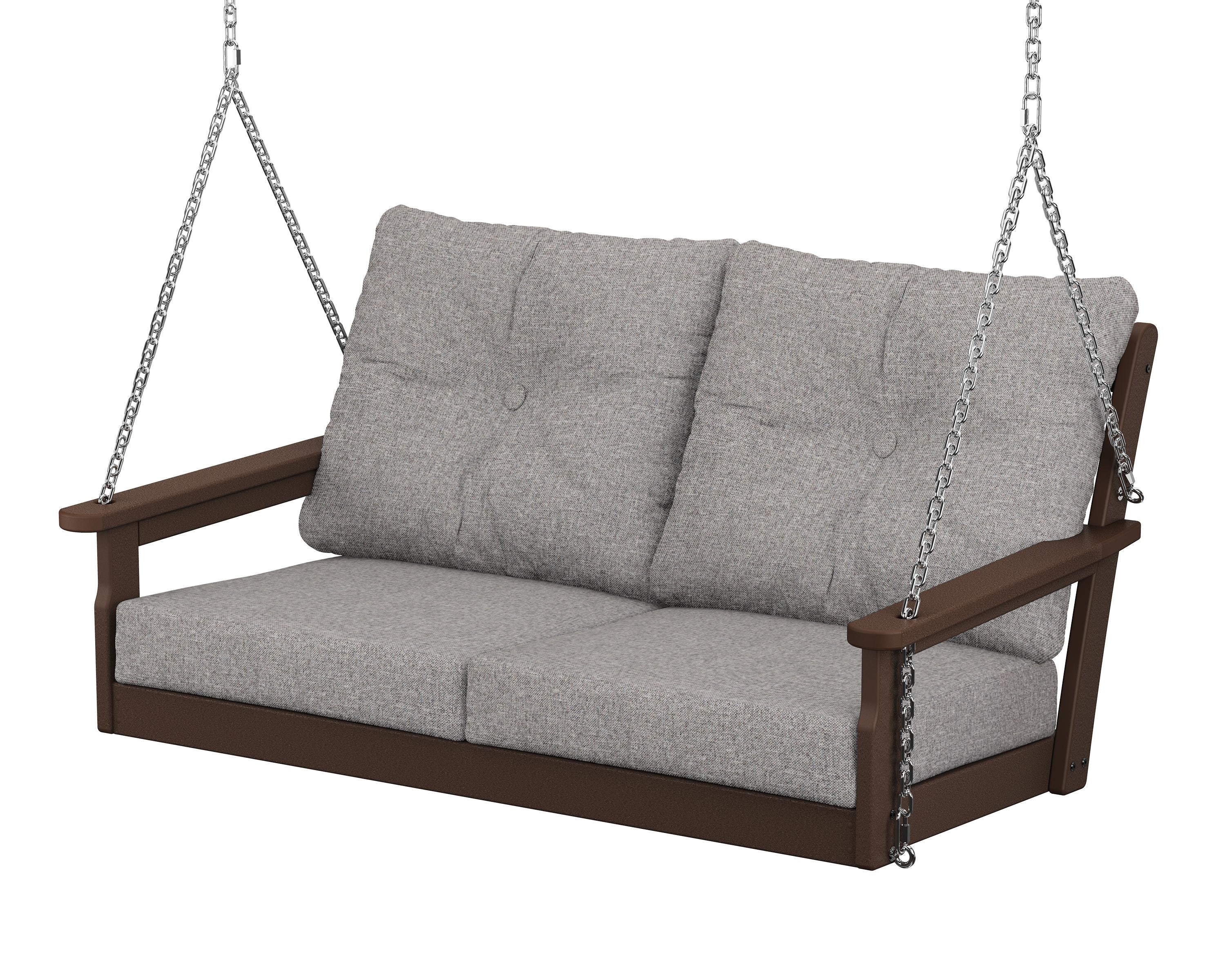 POLYWOOD® Vineyard Deep Seating Swing in Mahogany / Grey Mist