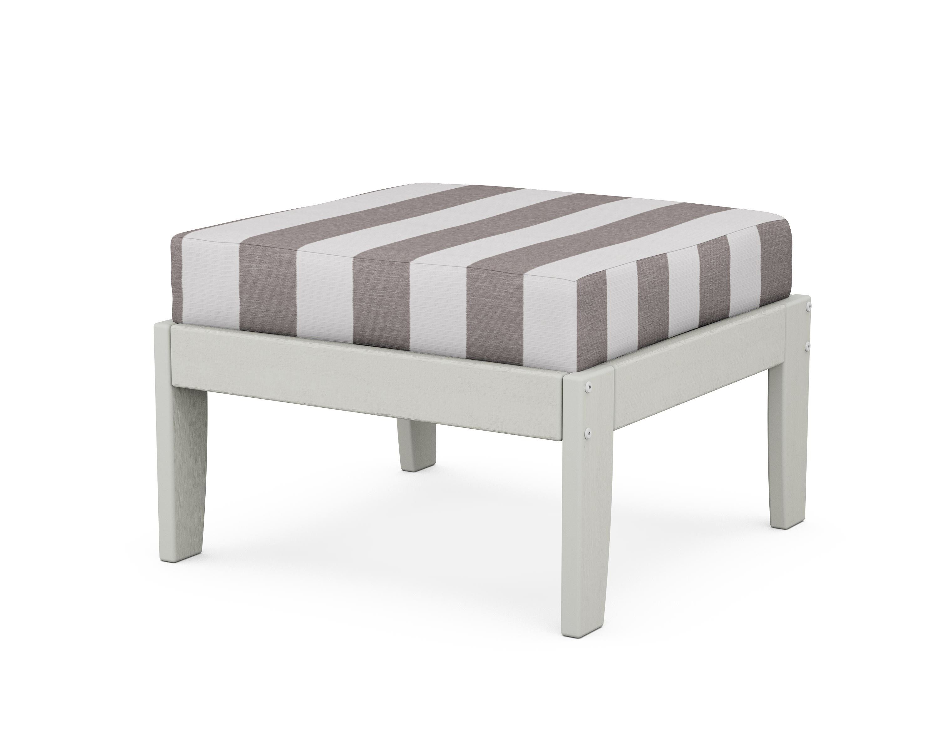 Unbranded Modular Ottoman - Classic in Vintage White / Cabana Stripe Grey Mist