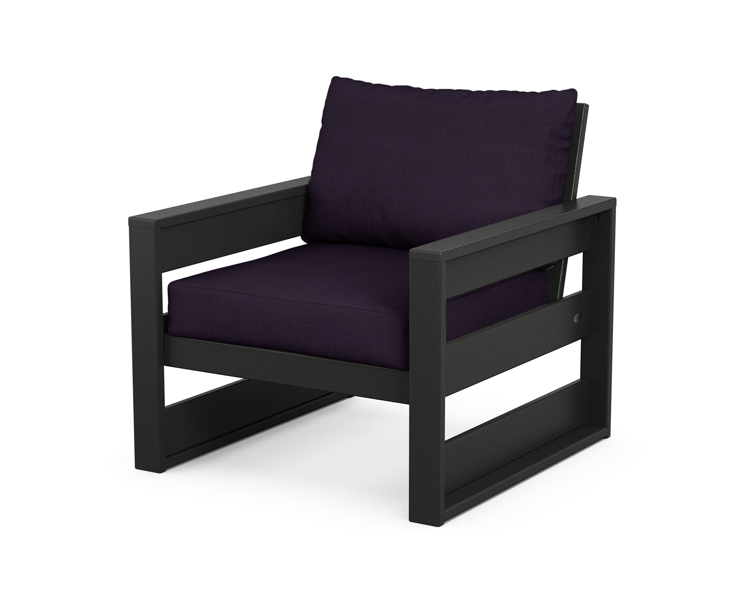 POLYWOOD® Westport Club Chair in Black / Navy Linen