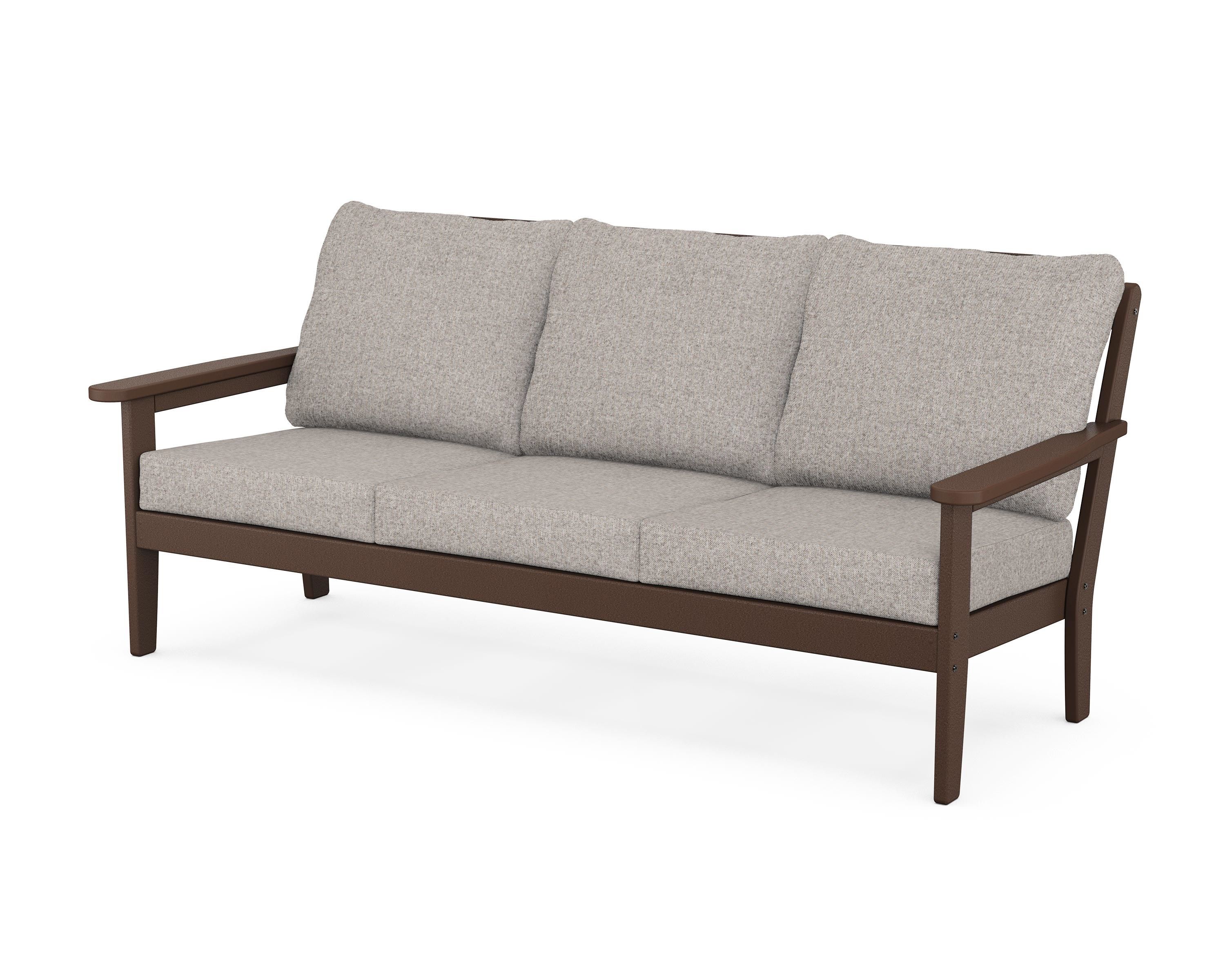 Country Living Cottage Deep Seating Sofa in Mahogany / Weathered Tweed
