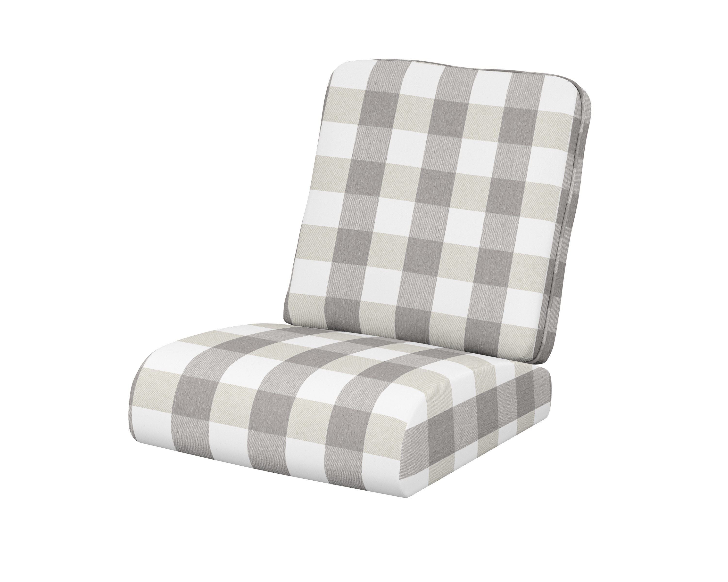 POLYWOOD® Club Seat/Back Cushion in Buffalo Plaid Grey Mist