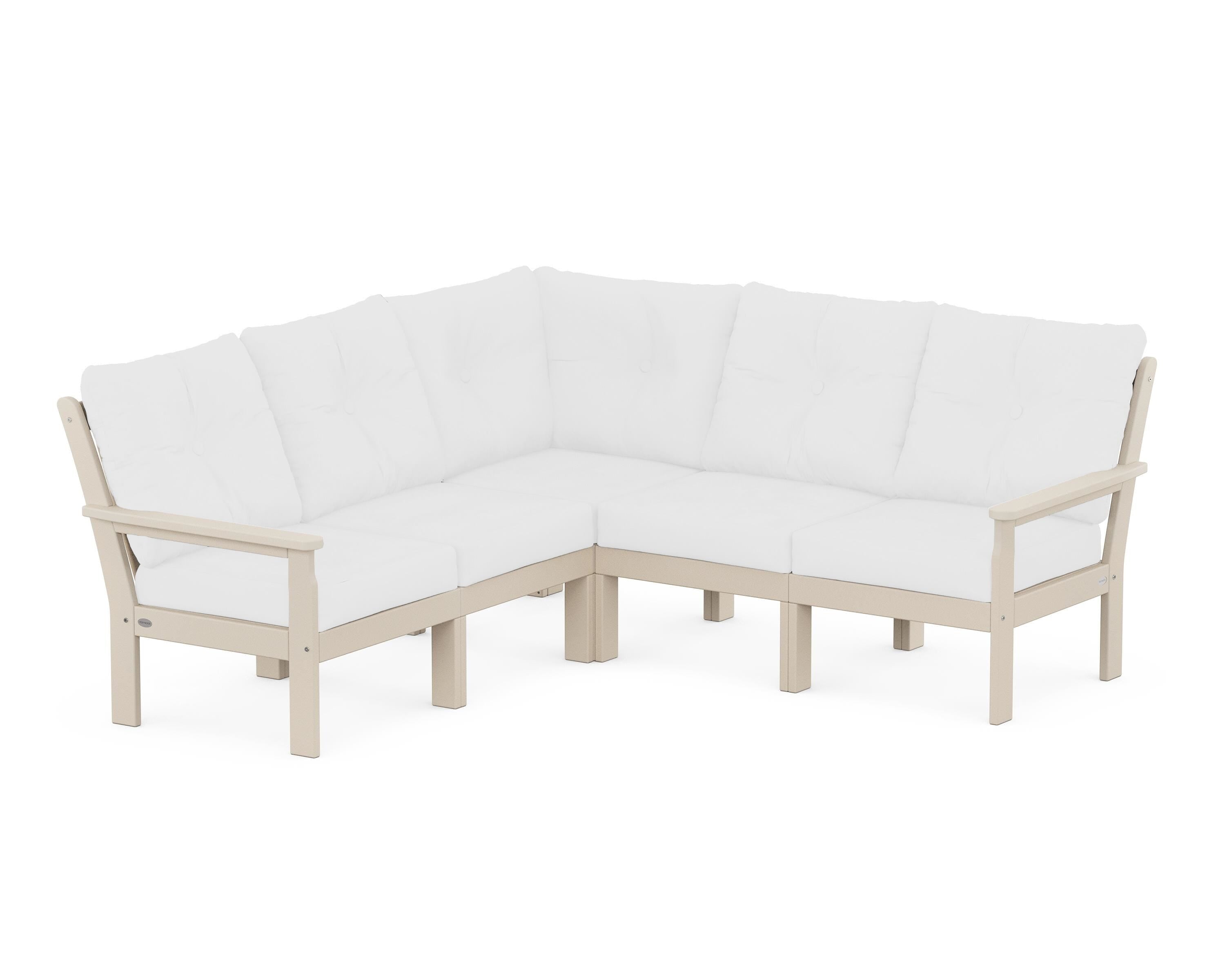 POLYWOOD® Vineyard 5-Piece Sectional in Sand / Natural