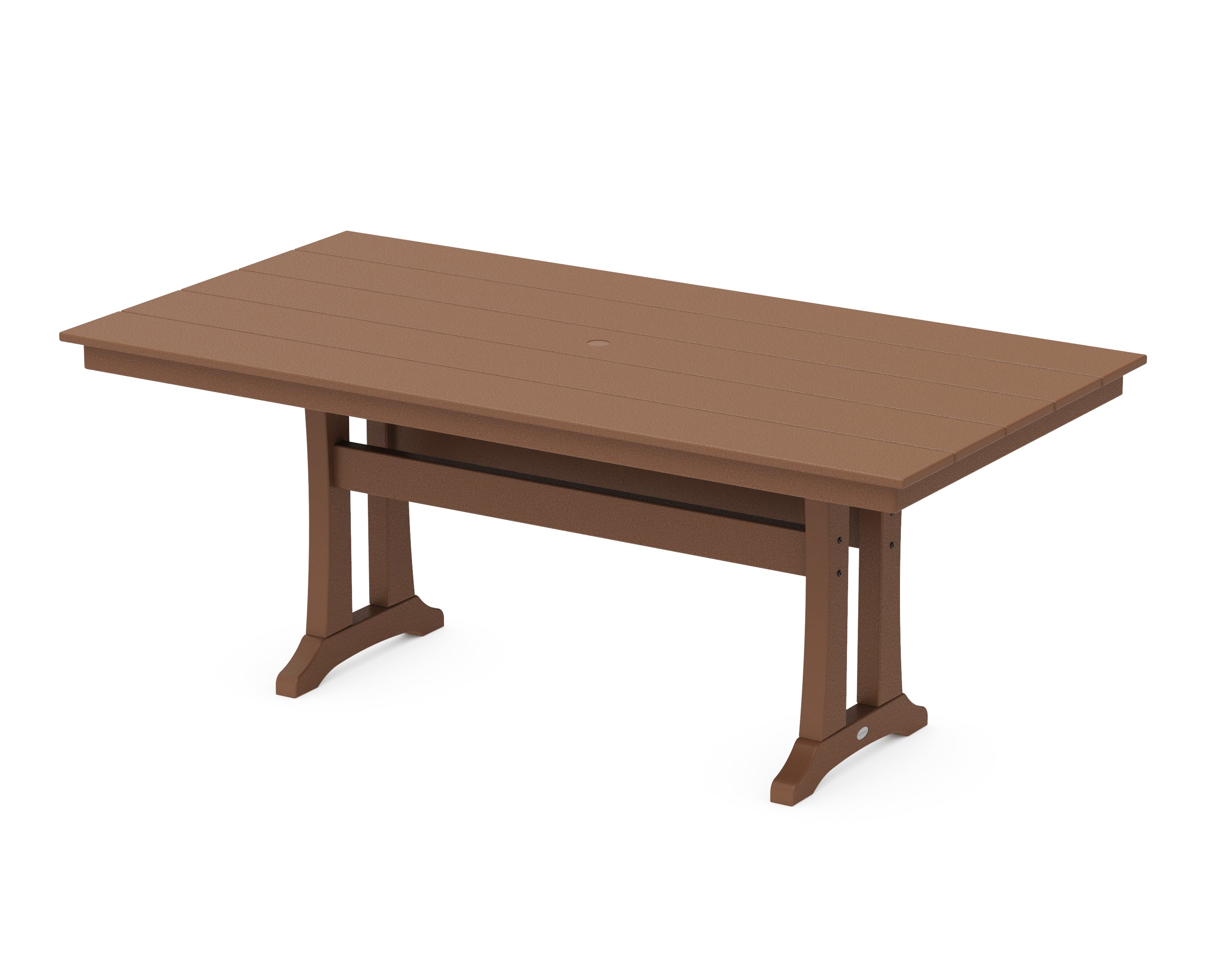 POLYWOOD® Farmhouse Trestle 37" x 72" Dining Table in Teak