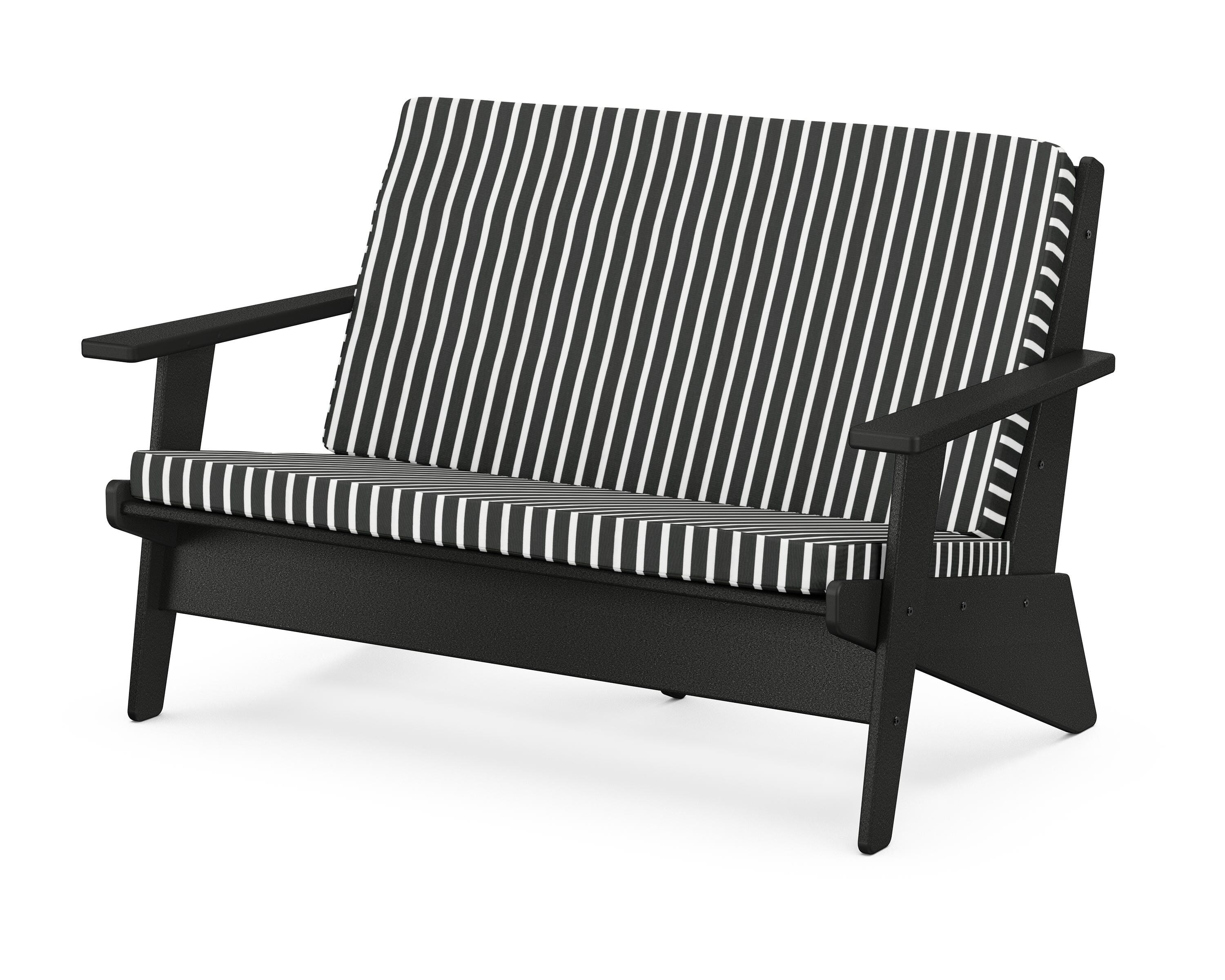 POLYWOOD® Riviera Modern Lounge Loveseat in Black / Shore Classic