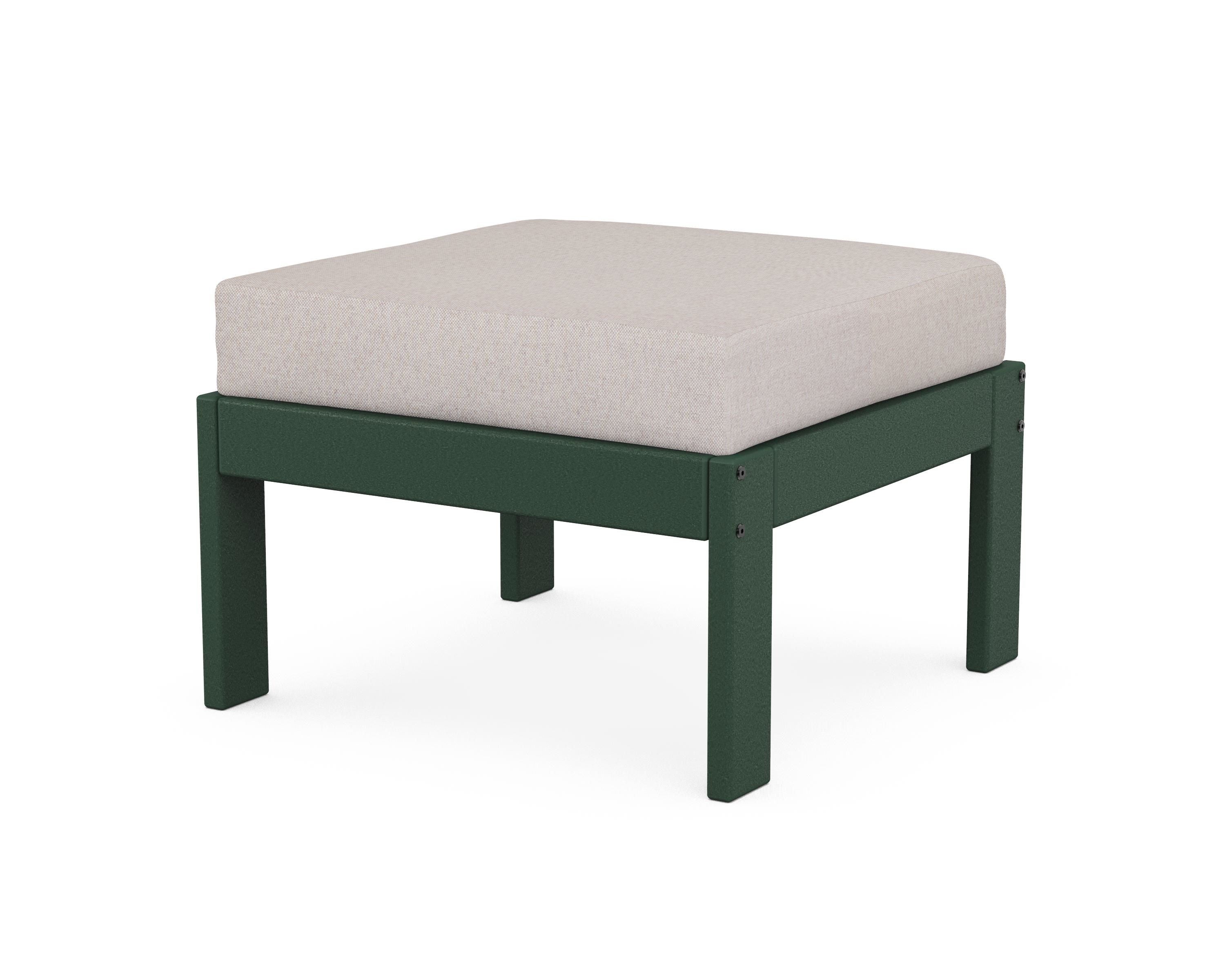 POLYWOOD® Vineyard Modular Ottoman in Green / Dune Burlap