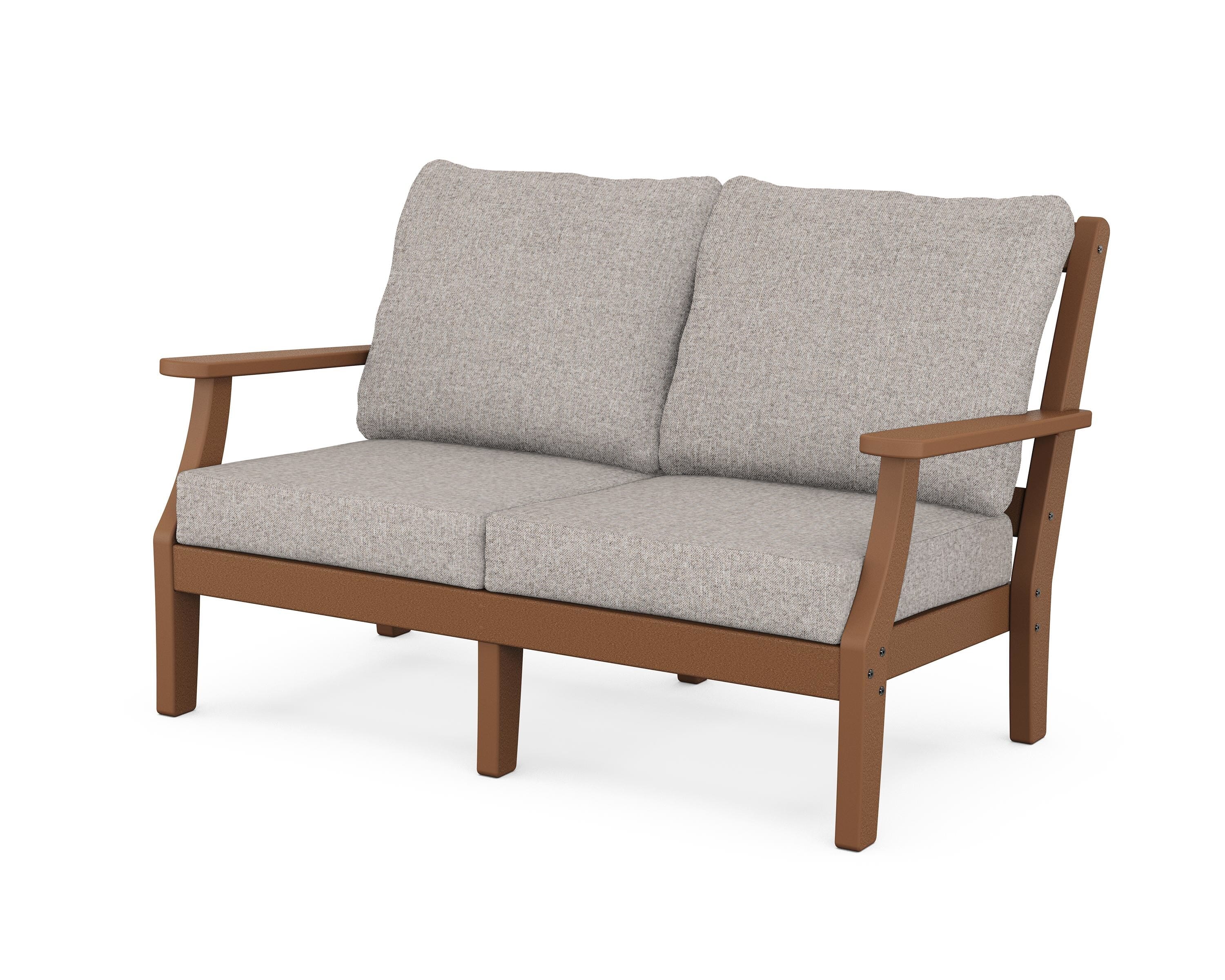 Martha Stewart by POLYWOOD® Chinoiserie Deep Seating Loveseat in Teak / Weathered Tweed