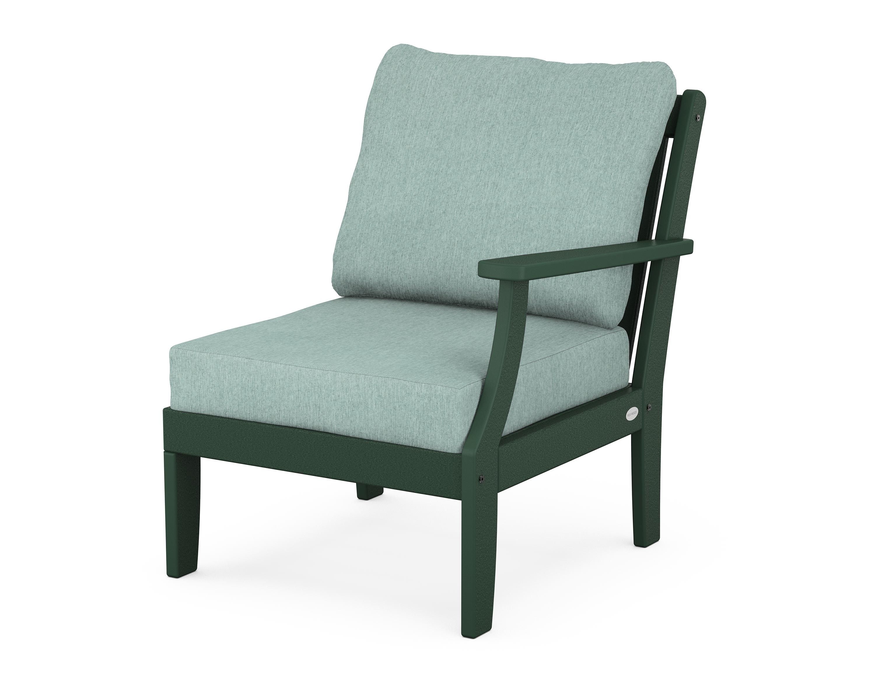POLYWOOD® Braxton Modular Right Arm Chair in Green / Glacier Spa