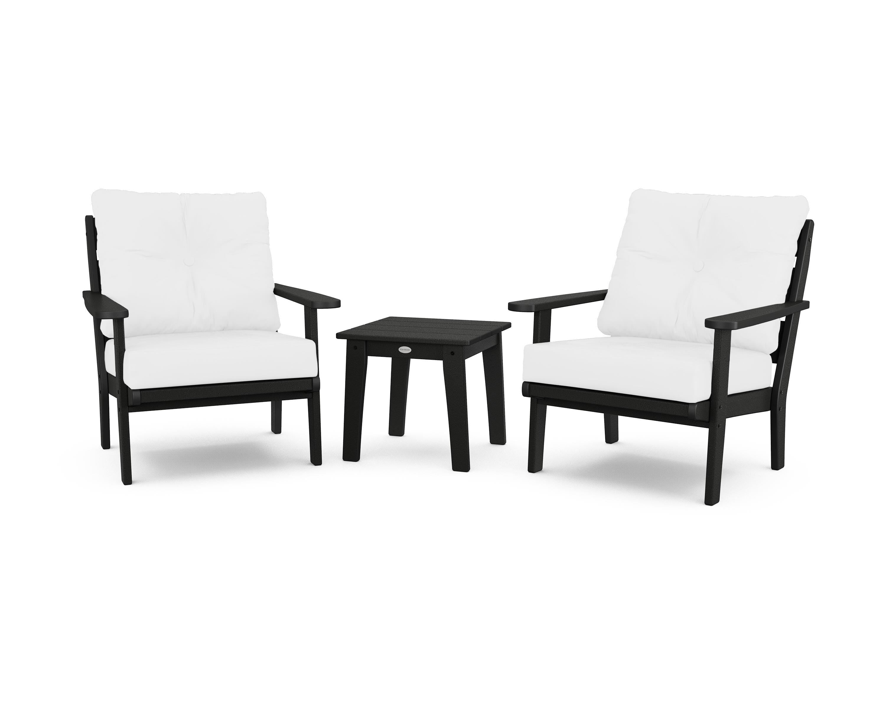 POLYWOOD® Lakeside 3-Piece Deep Seating Chair Set in Black / Natural