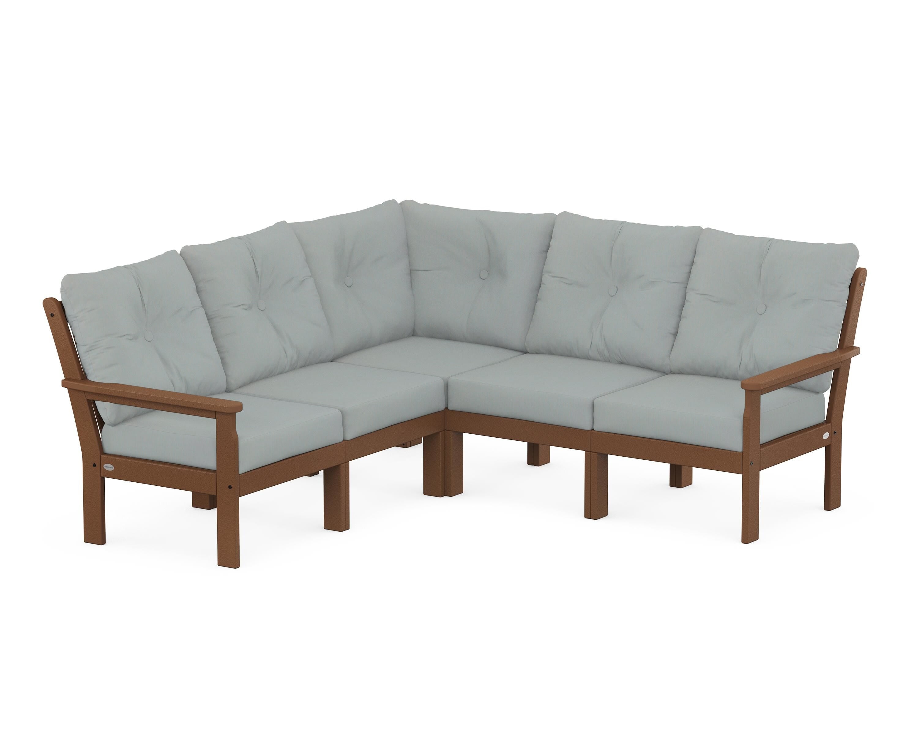 POLYWOOD® Vineyard 5-Piece Sectional in Teak / Spa