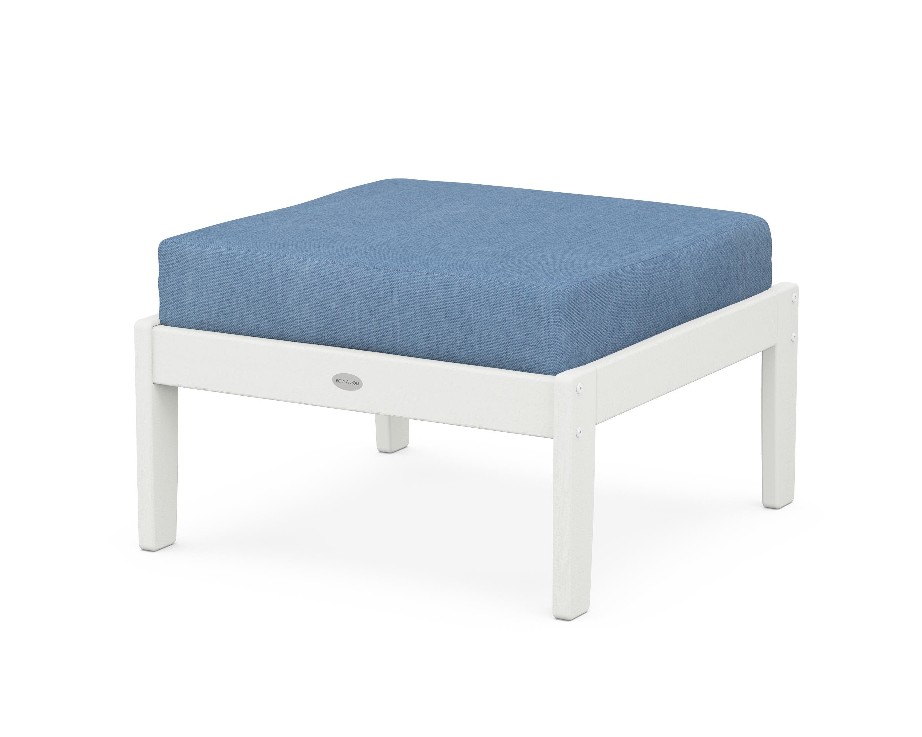 POLYWOOD® Braxton Deep Seating Ottoman in Vintage White / Sky Blue