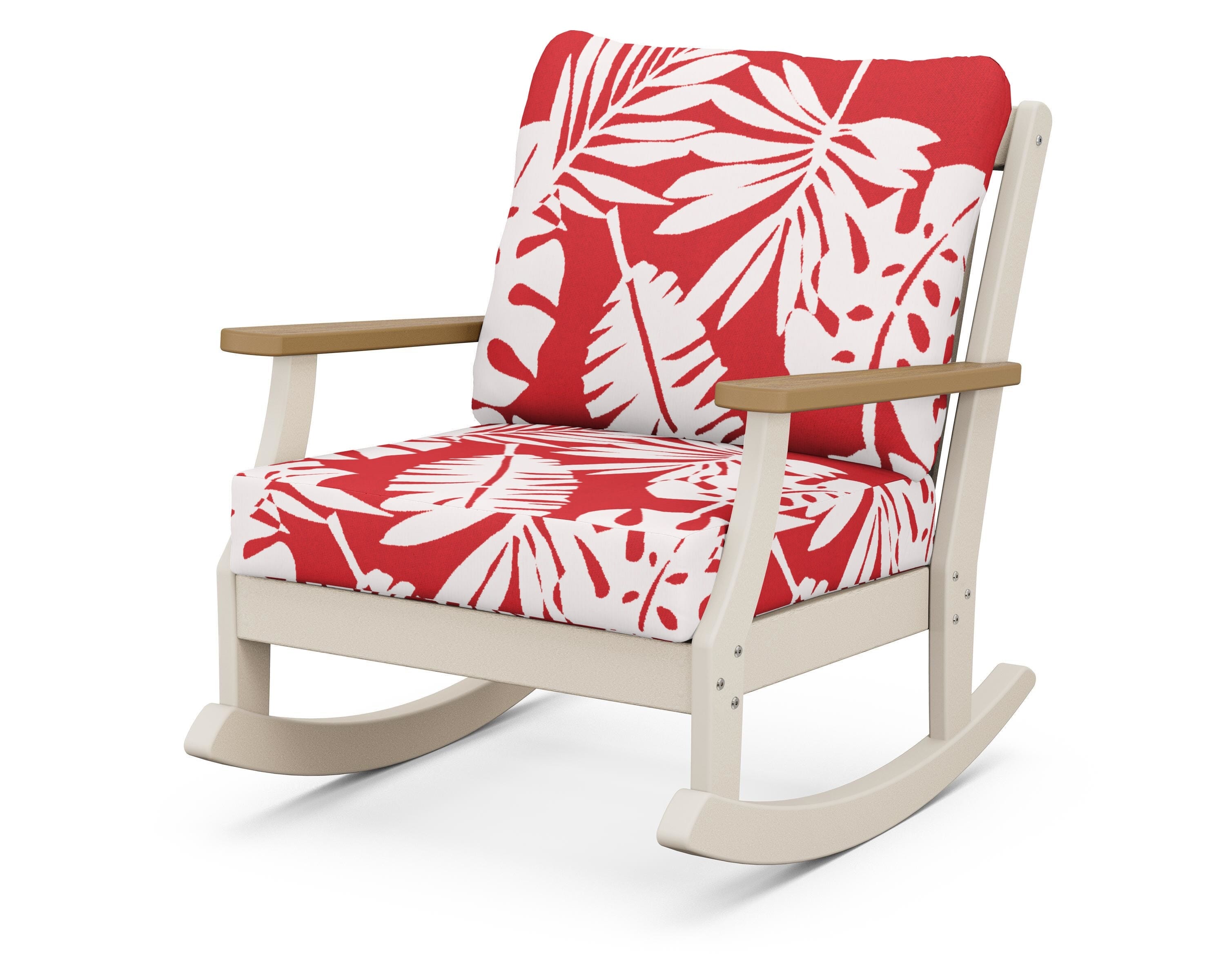 POLYWOOD® Braxton Deep Seating Rocking Chair in Sand / Natural / Leaf Crimson